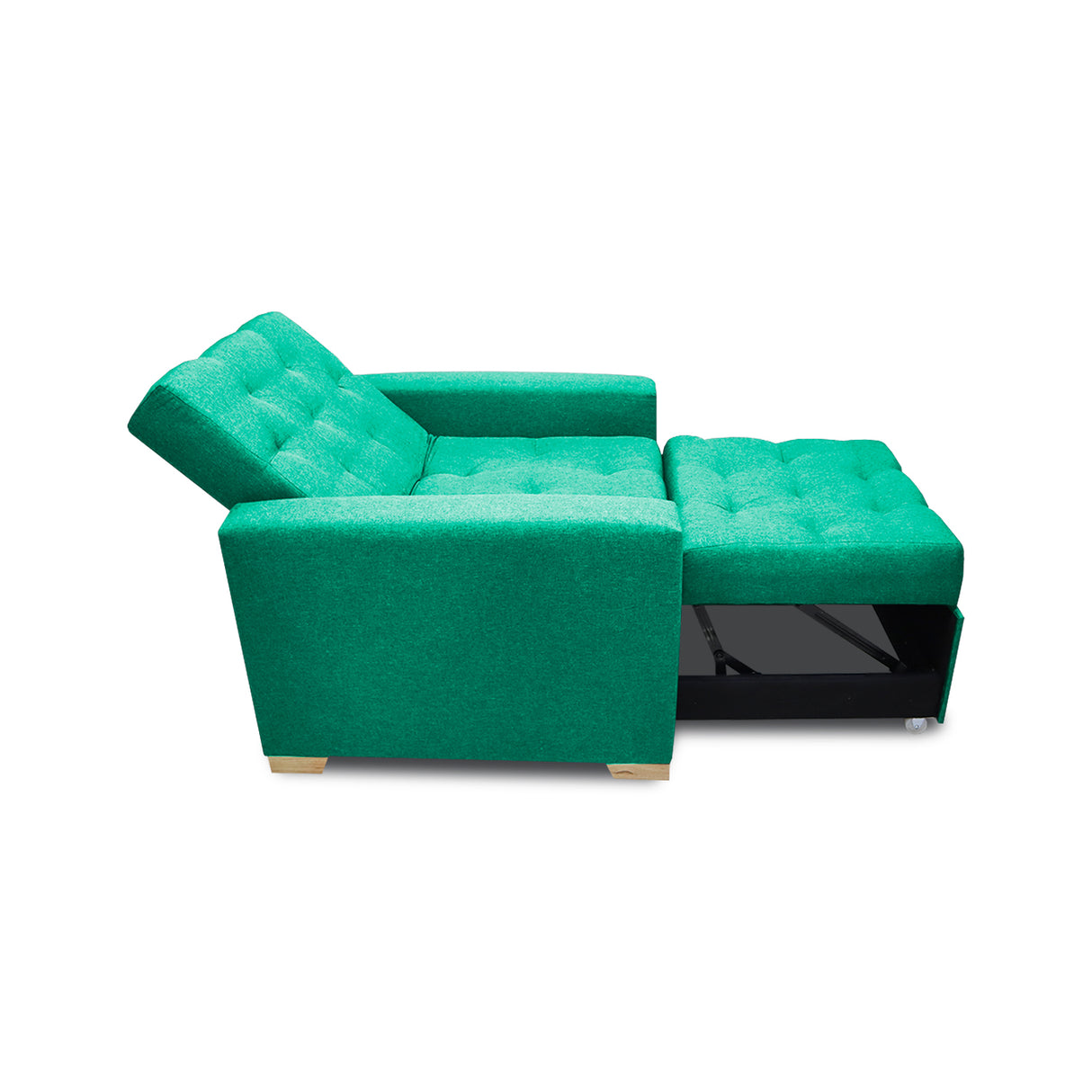 Sofá Cama Sabathy Verde 95x90cm Reclinable de Tela Amigable con Mascotas de Un Puesto con Apoya Brazos - SOFAS Y POLTRONAS | Bylmo