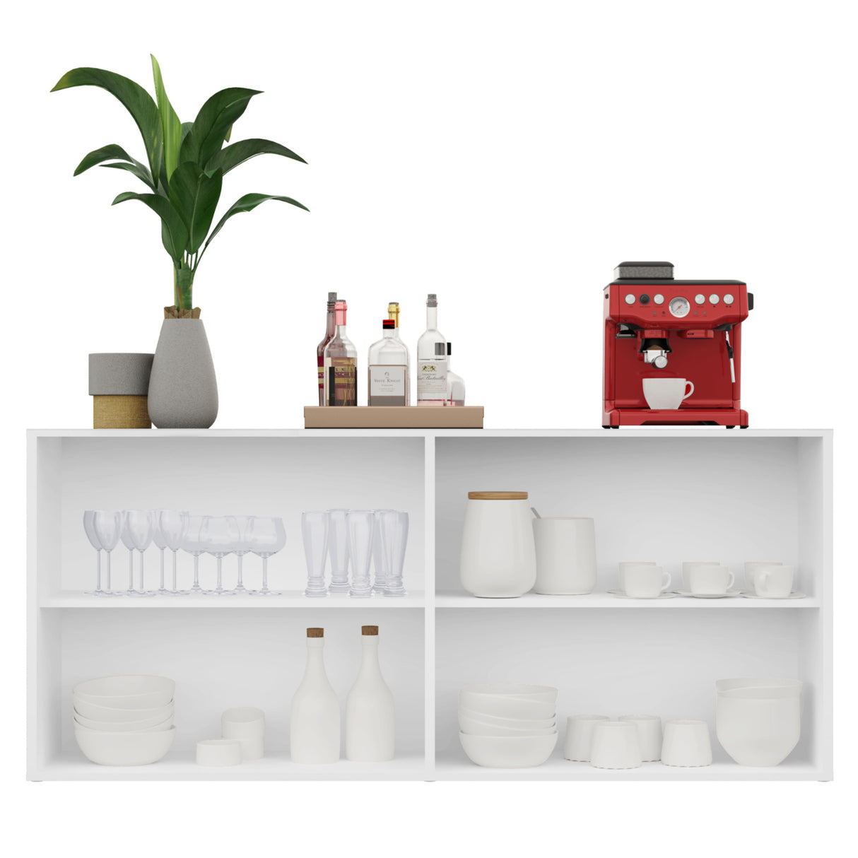 Aparador Veneza Blanco 123x69cm con Cuatro Puertas y Cuatro Compartimientos