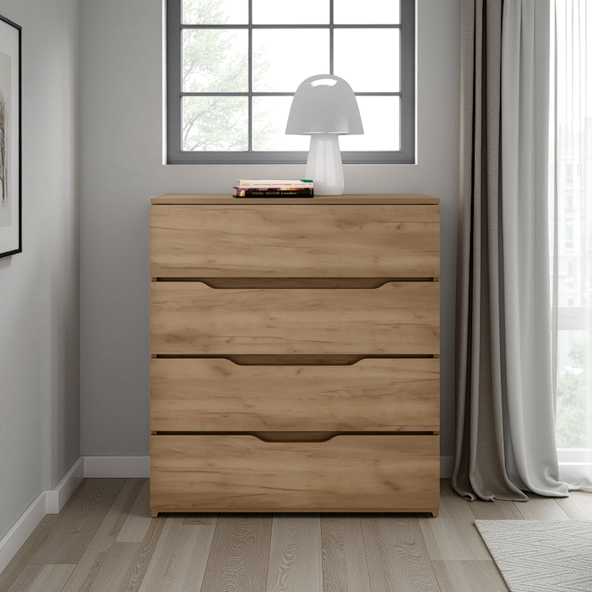 Cajonera Zoe Fresno 80x89.1cm de Cuatro Hileras con Cuatro Cajones - CAJONERAS Y COMODAS | Bylmo