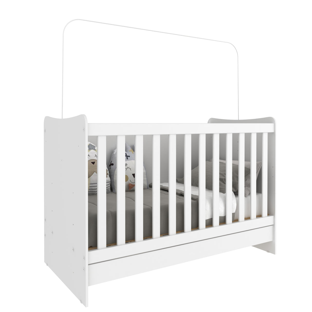 Cuna 4 en 1 Arcangel Blanco 132x90cm con Cabecero y con Colchón Infantil - CAMAS | Bylmo