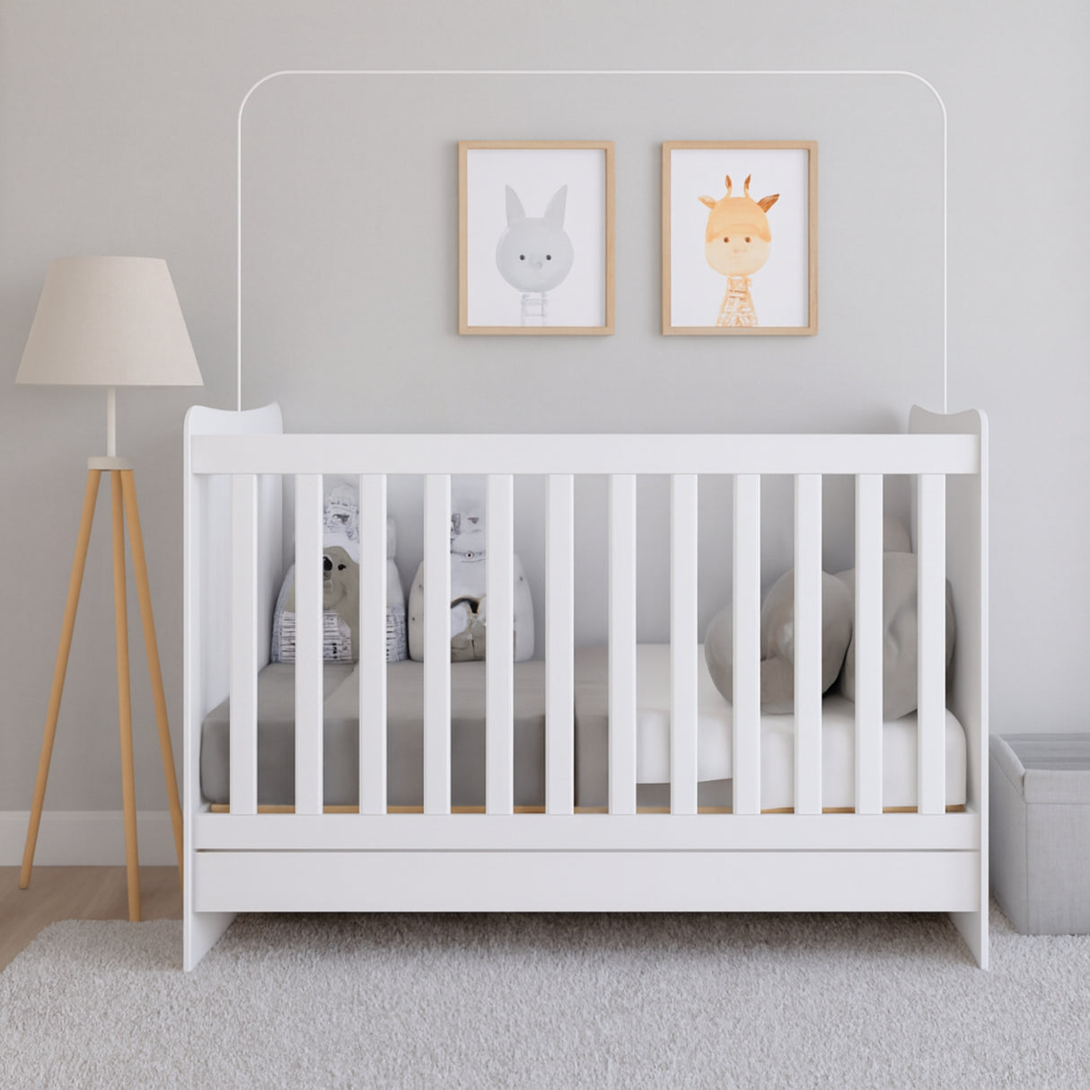 Cuna 4 en 1 Arcangel Blanco 132x90cm con Cabecero y con Colchón Infantil - CAMAS | Bylmo