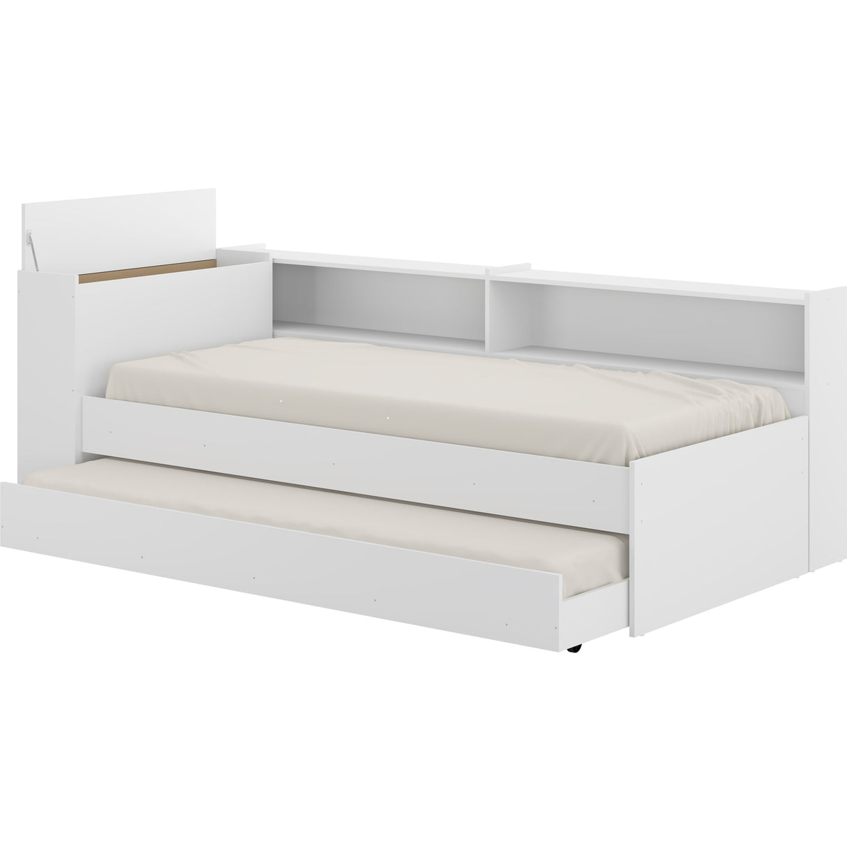 Cama Nido Blanco 110x80cm con Cabecero sin Colchón y con Almacenamiento - CAMAS | Bylmo