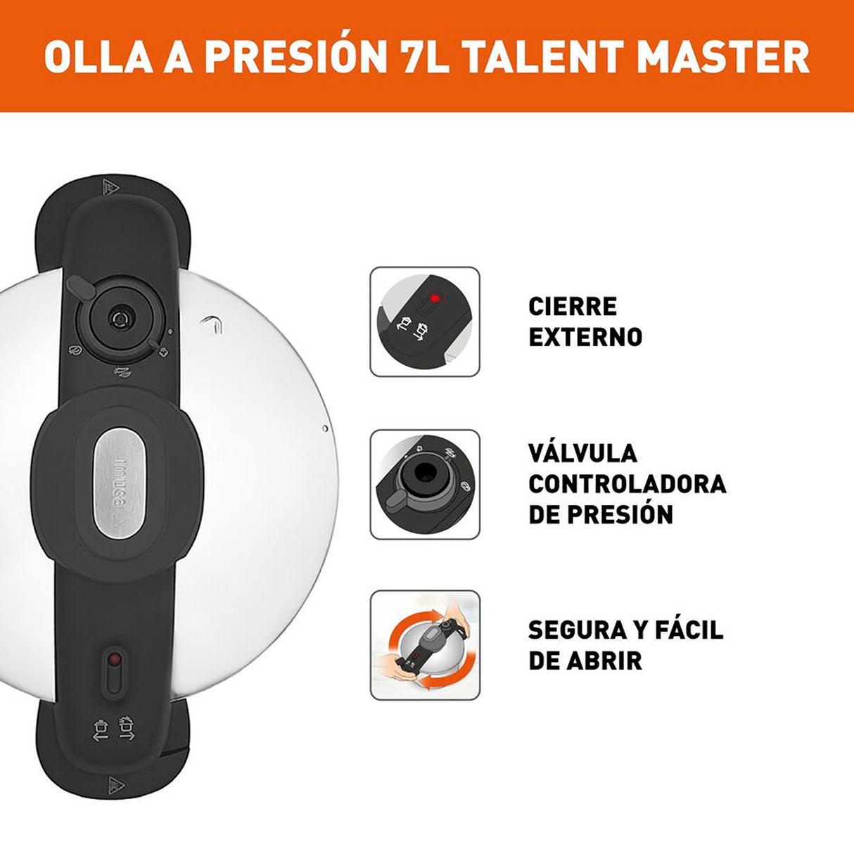 Olla a Presión Imusa Talent Plateado 36x28cm de 7 Litros y Acero Inoxidable - OLLAS Y SARTENES | Bylmo