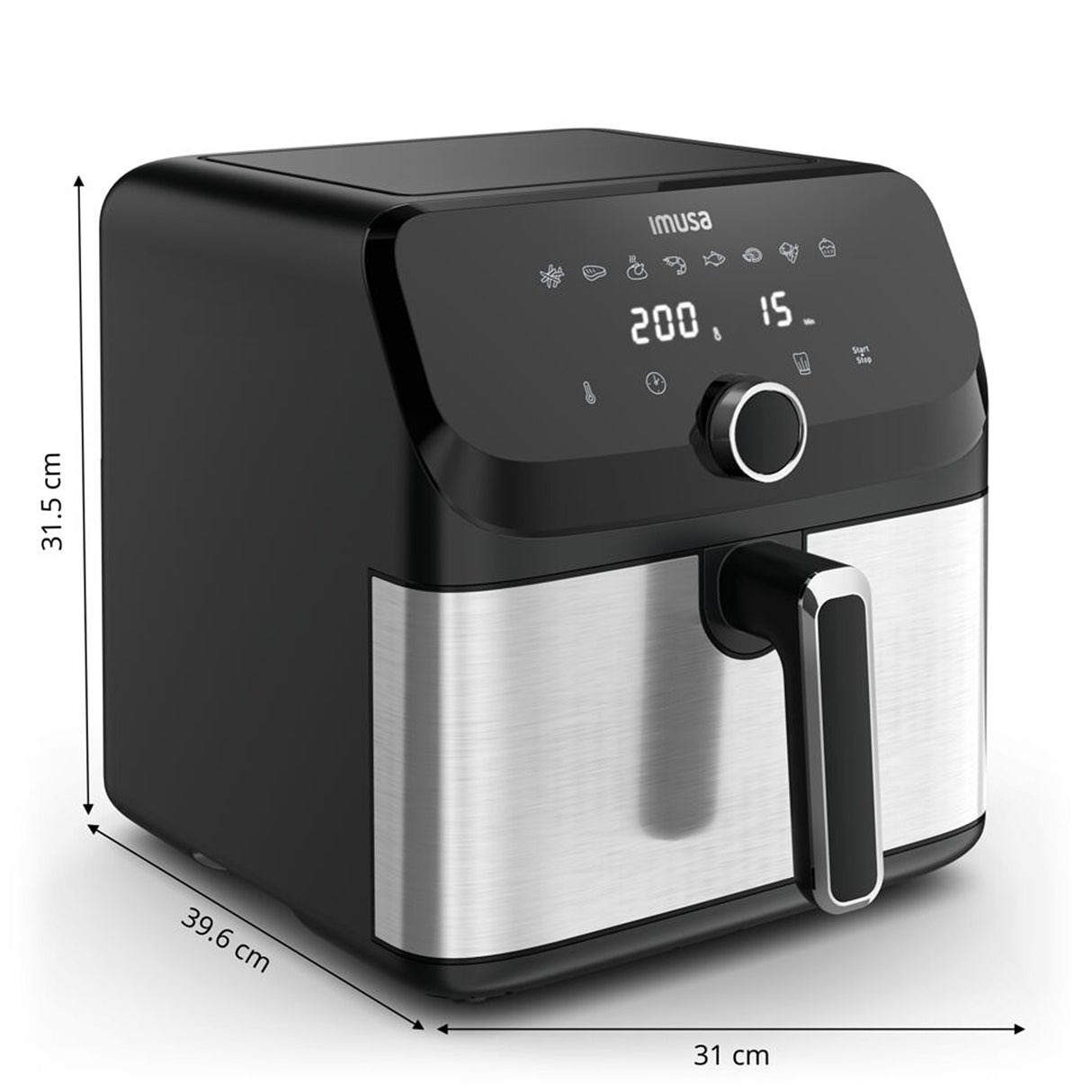 Freidora de Aire Imusa Easy Fry Negro 31x31.5cm de 7.5 Litros con Pantalla Digital y con 8 Funciones - FREIDORAS DE AIRE | Bylmo