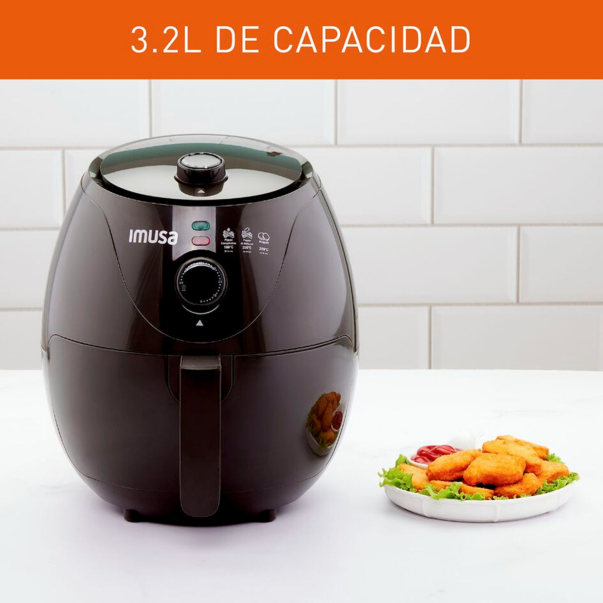 Freidora de Aire Imusa Esencial Gris 31.4x30cm de 3.2 Litros - FREIDORAS DE AIRE | Bylmo