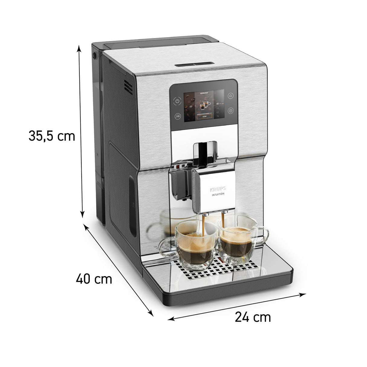 Cafetera Espressería Krups Intuition Gris Oscuro 24x40cm con Pantalla Digital - CAFETERAS ELECTRICAS | Bylmo