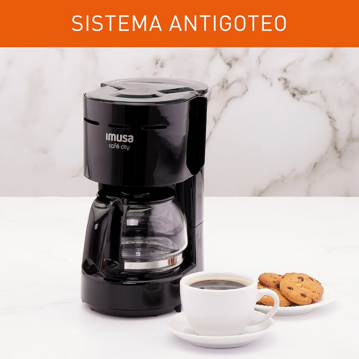 Cafetera Eléctrica Imusa Café City Negro 15.5x27.3cm para Seis Tazas con Sistema Antigoteo - CAFETERAS ELECTRICAS | Bylmo