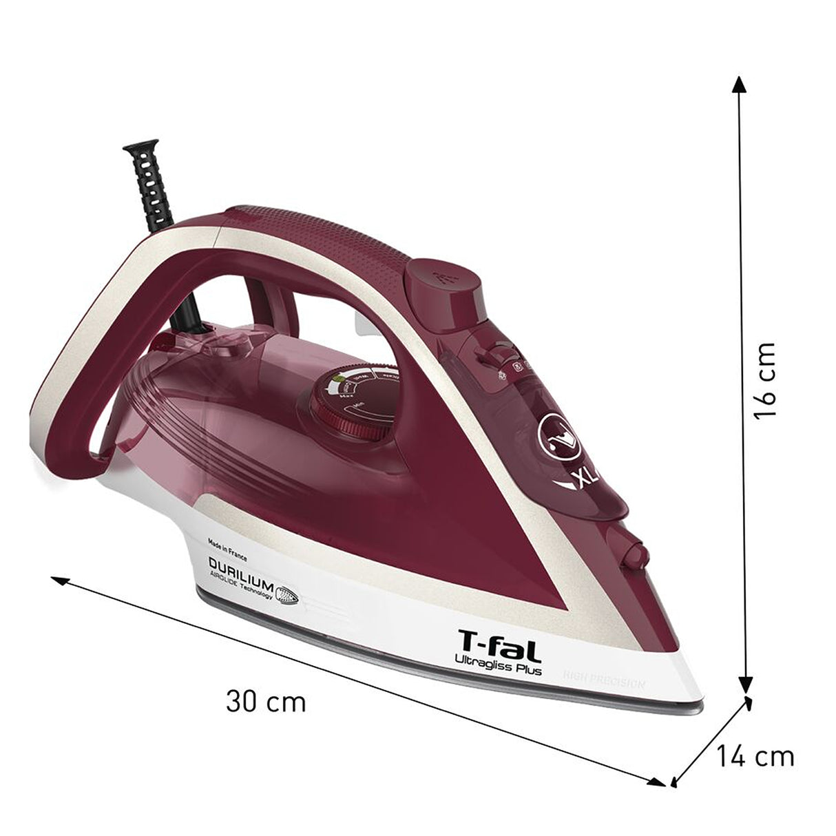 Plancha de Vapor para Ropa T - Fal Ultragliss Gamay y Plateado 13.8x30cm con Función de Autoapagado - PLANCHAS | Bylmo