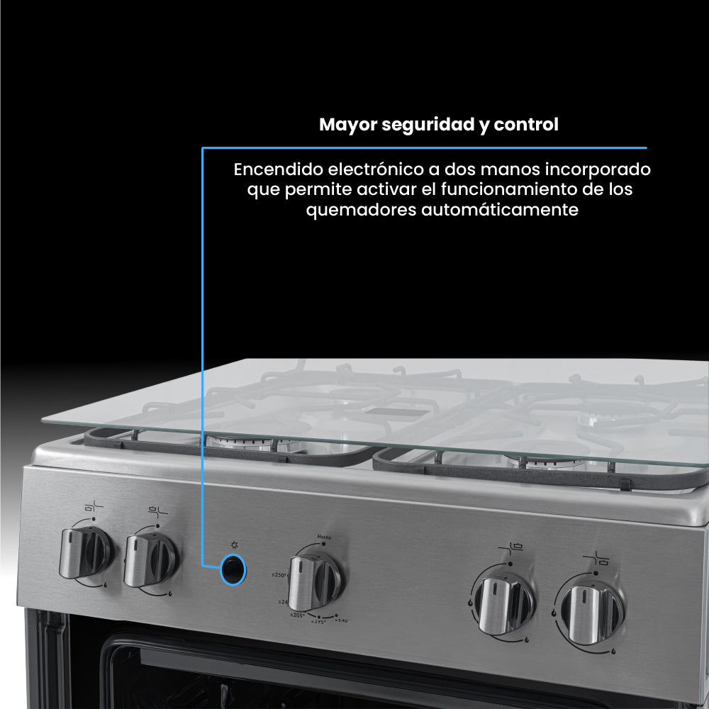 Estufa Challenger Cucina Negro 60x93cm de Gas Natural con Cuatro Quemadores - ESTUFAS | Bylmo