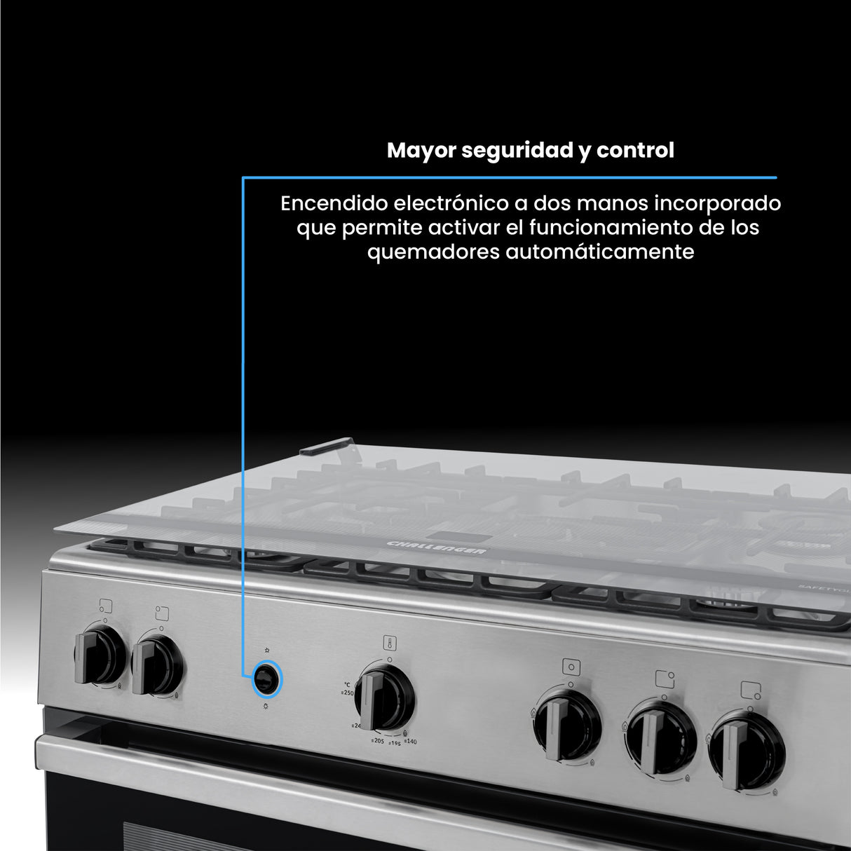 Estufa Challenger Cucina Gris 76x93cm de Gas Propano con Cinco Quemadores - ESTUFAS | Bylmo