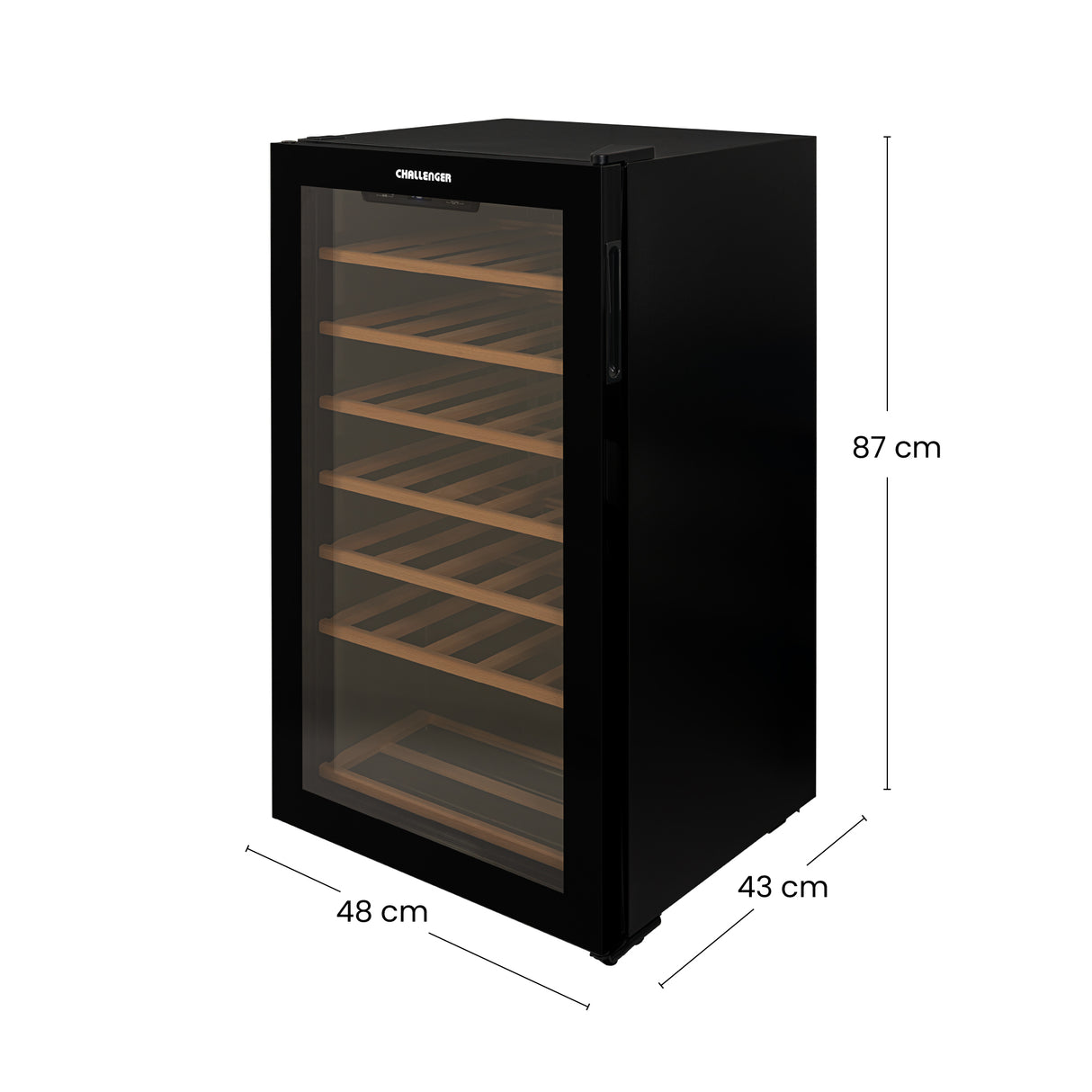 Cava de Vino Challenger Negro 48x87cm de 85 Litros y con Pantalla Digital - NEVERAS | Bylmo