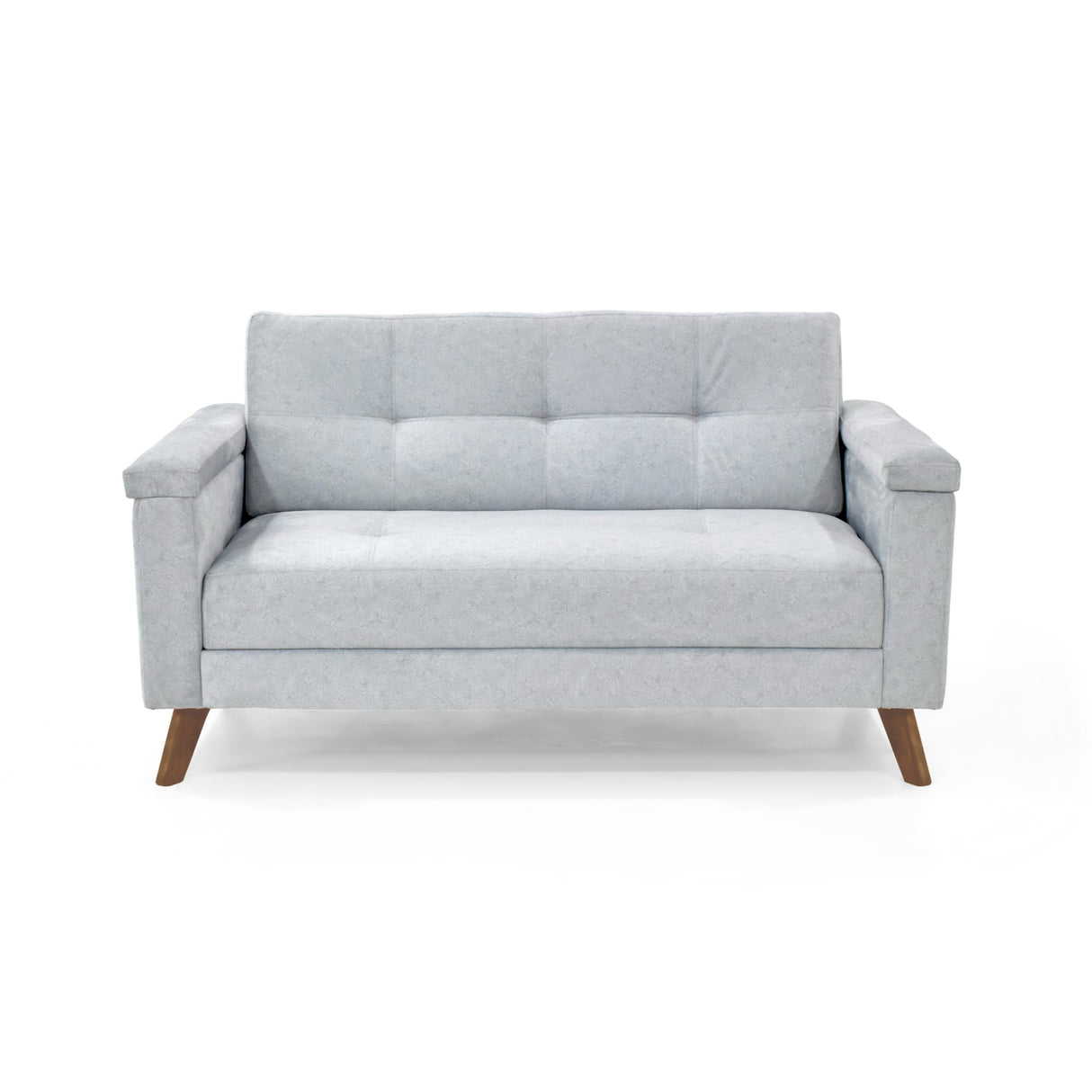 Sofá Carter Plata y Matiz Caoba 150x84cm de Dos Puestos y con Apoya Brazos - SOFAS Y POLTRONAS | Bylmo
