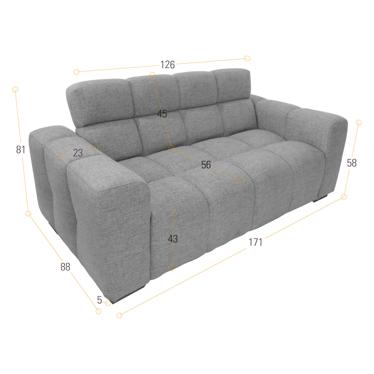 Sofá Miami Beige y Matiz Caoba 171x81cm de Dos Puestos y con Apoya Brazos - SOFAS Y POLTRONAS | Bylmo