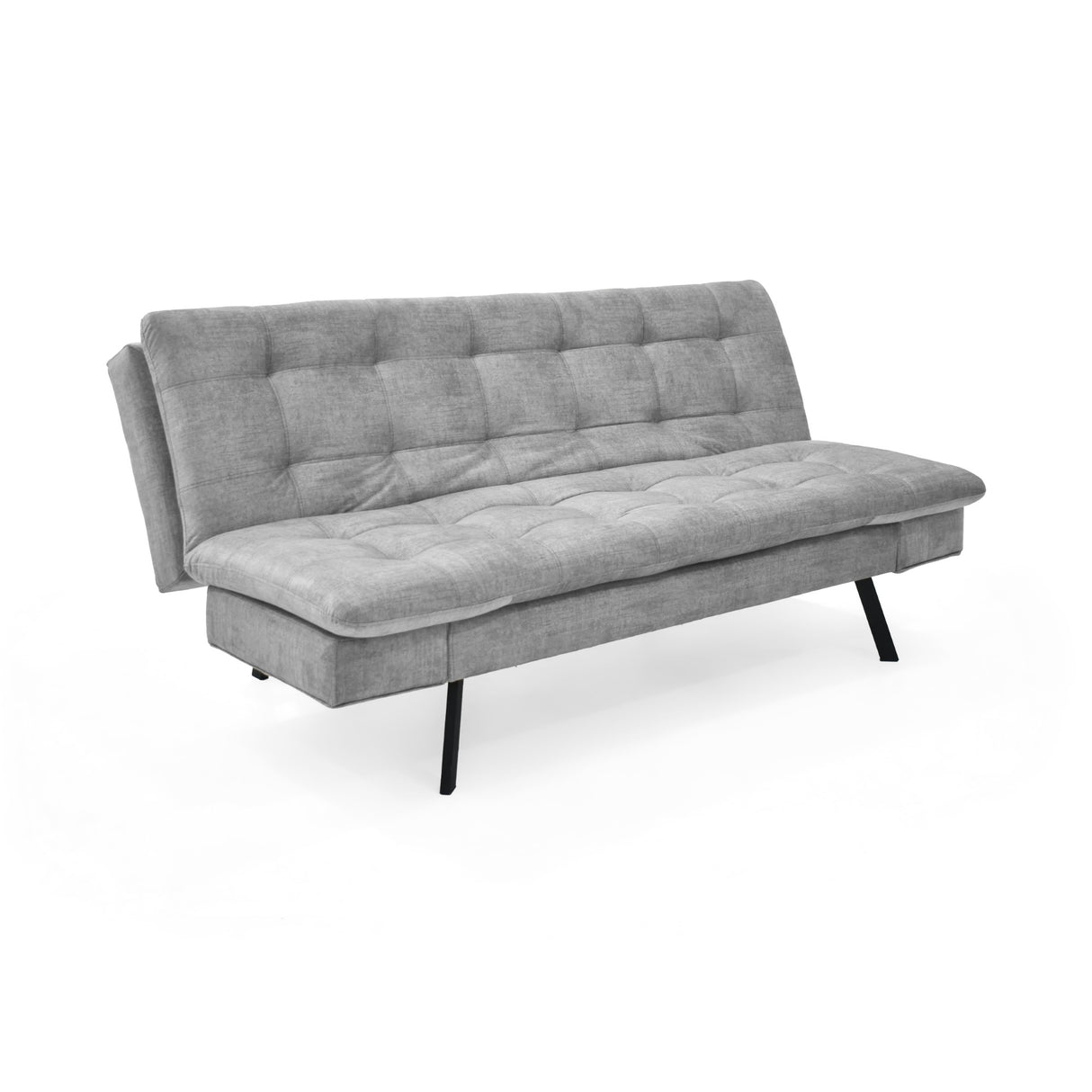 Sofá Cama Milan Gris y Negro Metálico 176x78cm de Tres Puestos y Sin Apoya Brazos - SOFAS Y POLTRONAS | Bylmo