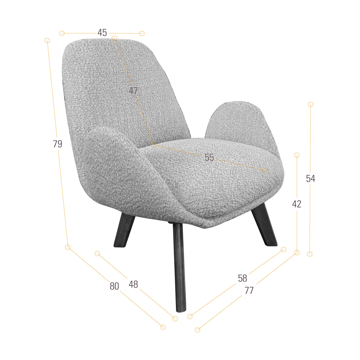 Poltrona Sibu Salmón y Matiz Natural 77x79cm de Un Puestos y con Apoya Brazos - SOFAS Y POLTRONAS | Bylmo