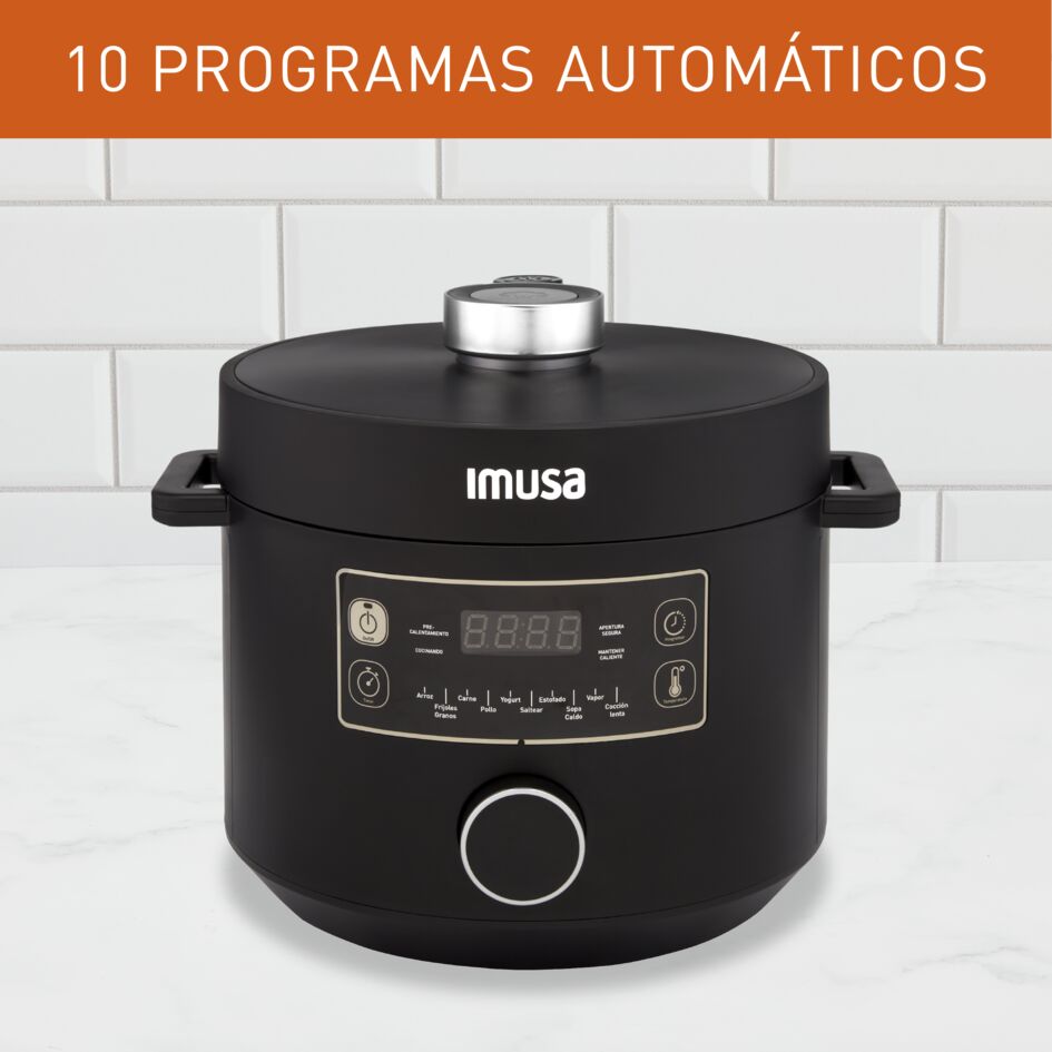 Olla Multifuncional Imusa Multichef Negro 33.6x28.7cm de 3 Litros con Temporizador y Pantalla Digital - OLLAS MULTIFUNCIONALES | Bylmo