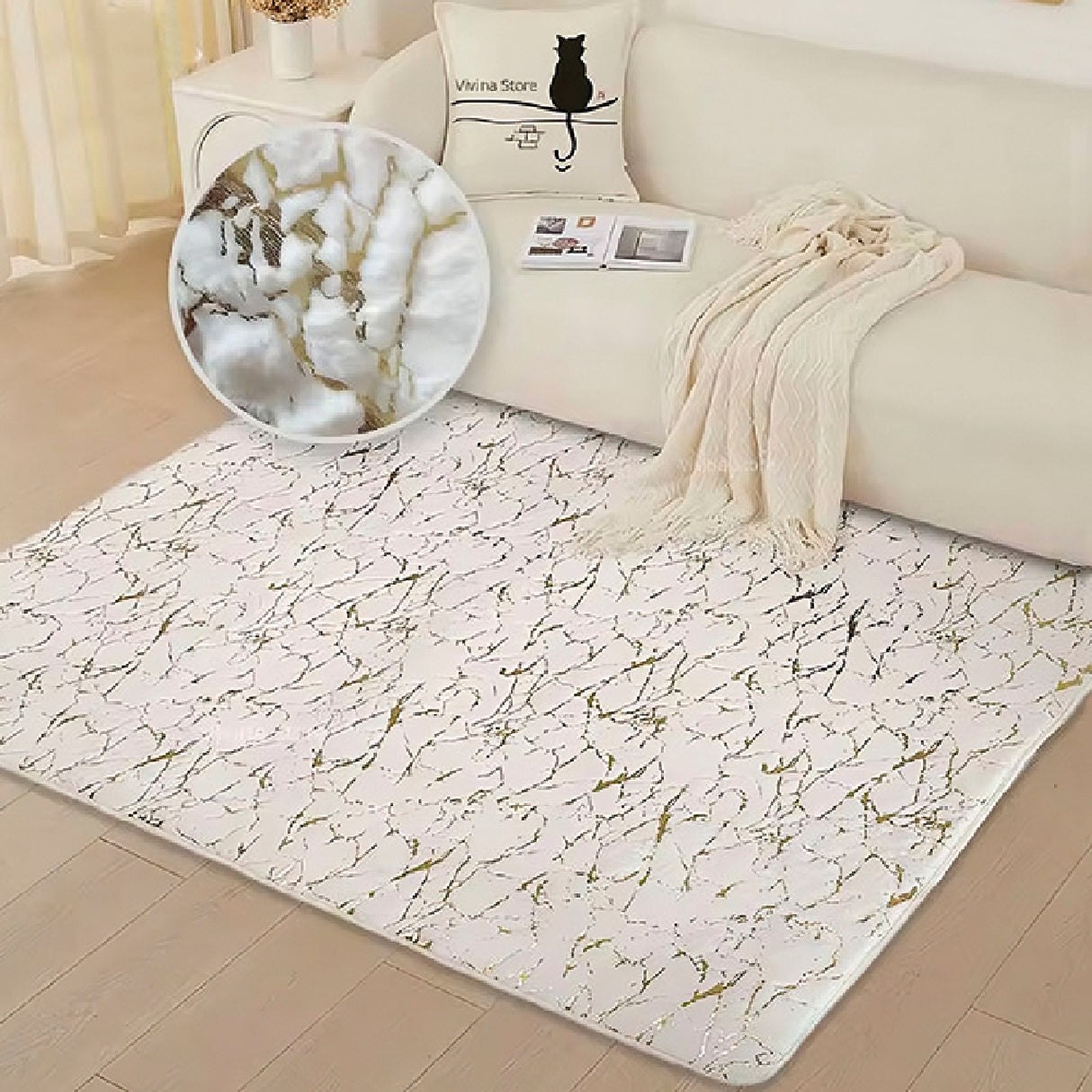 Tapete de Sala Gold Blanco 90x150cm Rectangular Muy Suave Pet Friendly - TAPETES Y ALFOMBRAS | Bylmo