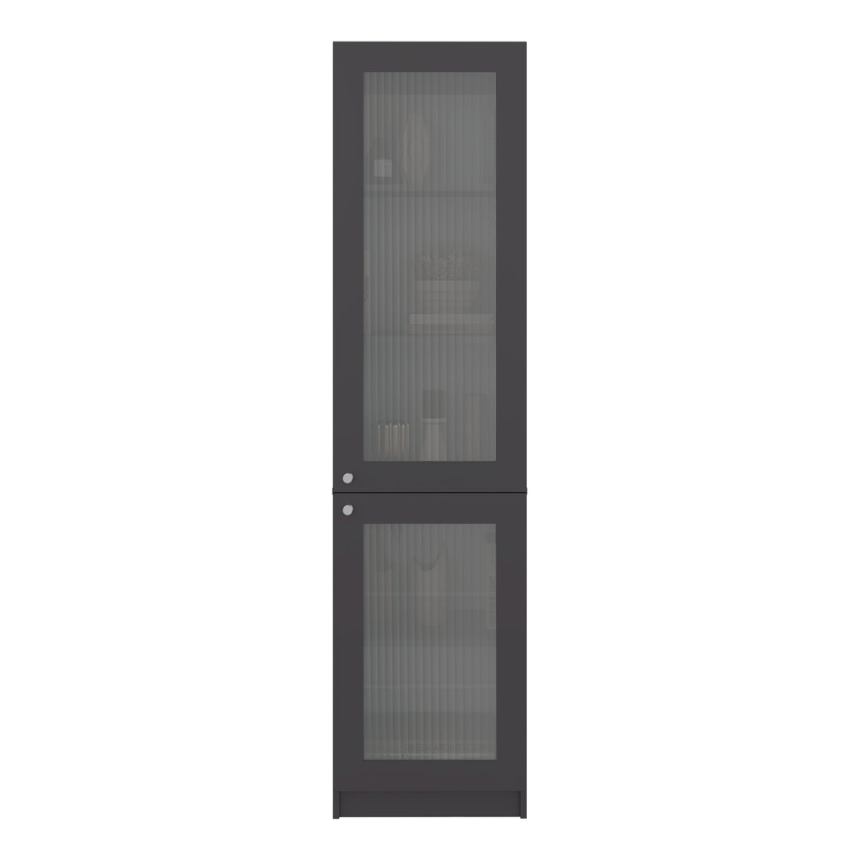 Estantería Home M6 Plomo y Blanco 45x180.6cm Rectangular con Tres Entrepaños y Dos Puertas con Vidrio - BIBLIOTECAS Y ESTANTERIAS | Bylmo