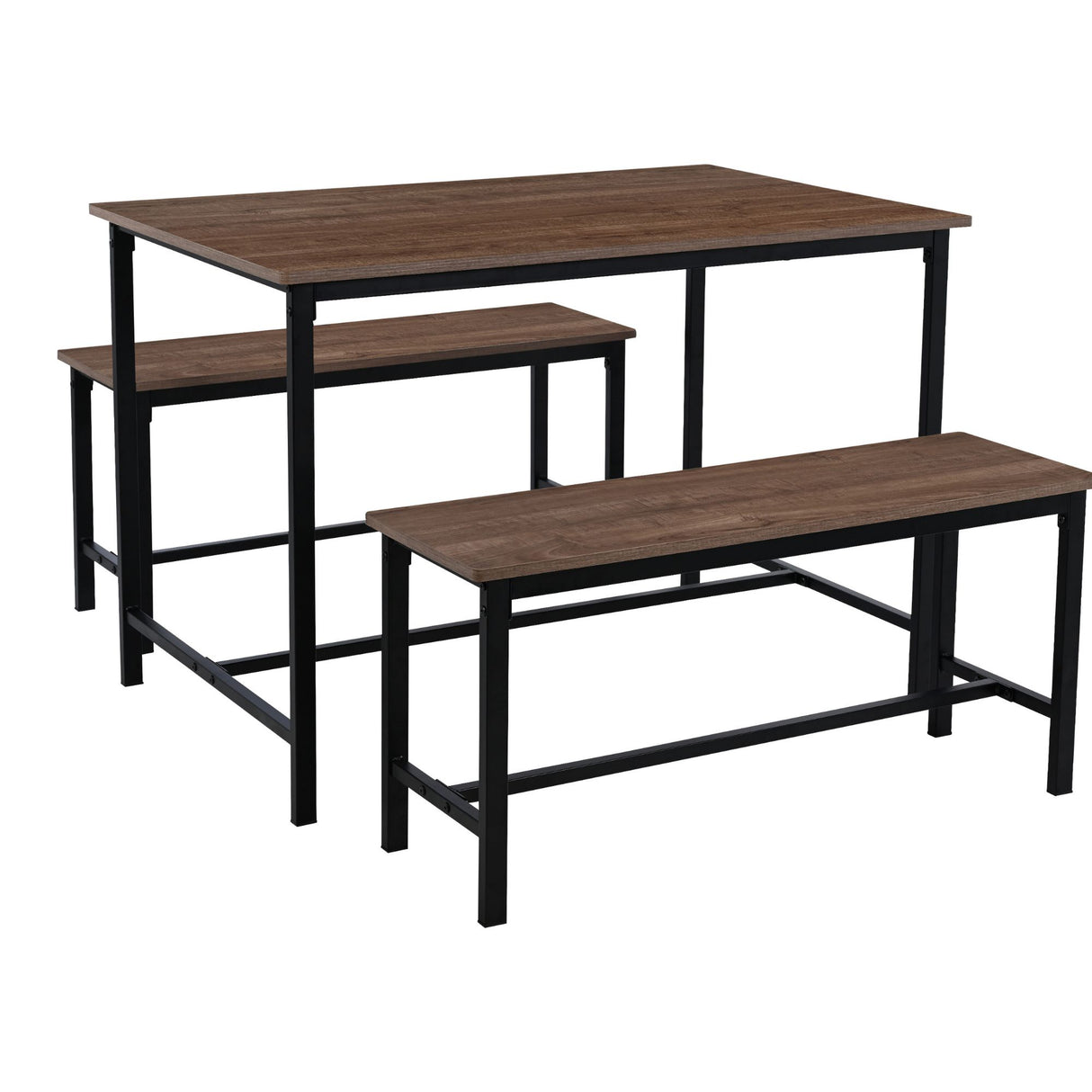 Juego de Comedor Retro Marrón 110x75cm Rectangular de Seis Puestos con Dos Bancos - COMEDORES | Bylmo