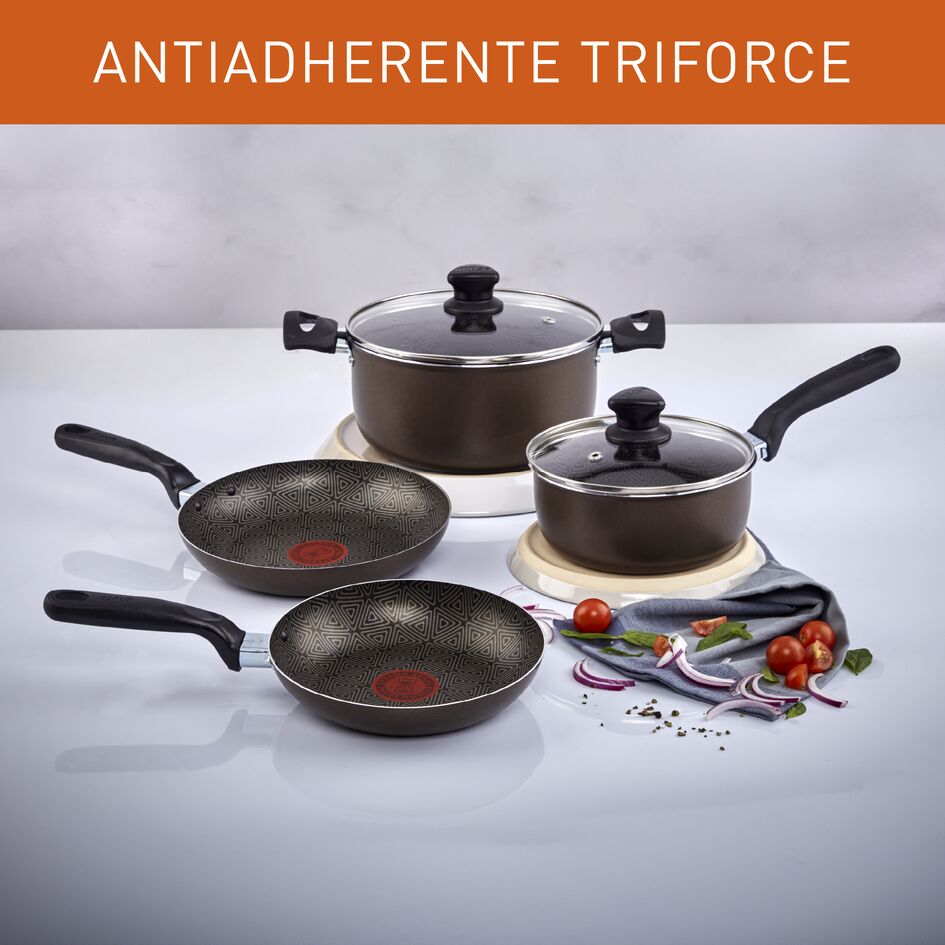 Combo Olla a Presión Imusa SecuryPlus Gris y Negro de Siete Litros con Batería de Cocina - OLLAS Y SARTENES | Bylmo
