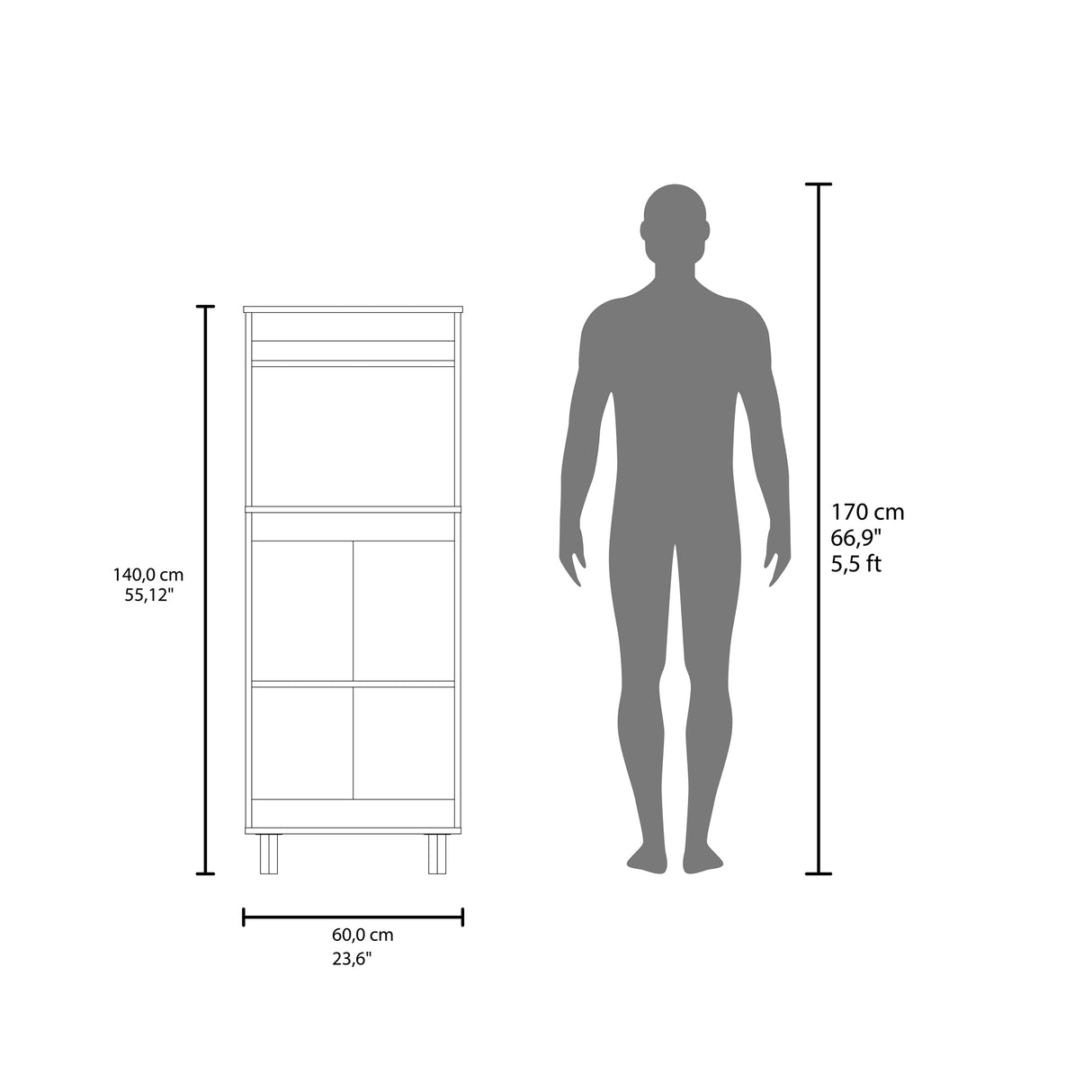 Mueble Microondas Alani Blanco 60x140cm con Dos Puertas y con Patas - ALACENAS Y MUEBLES MICROONDAS | Bylmo
