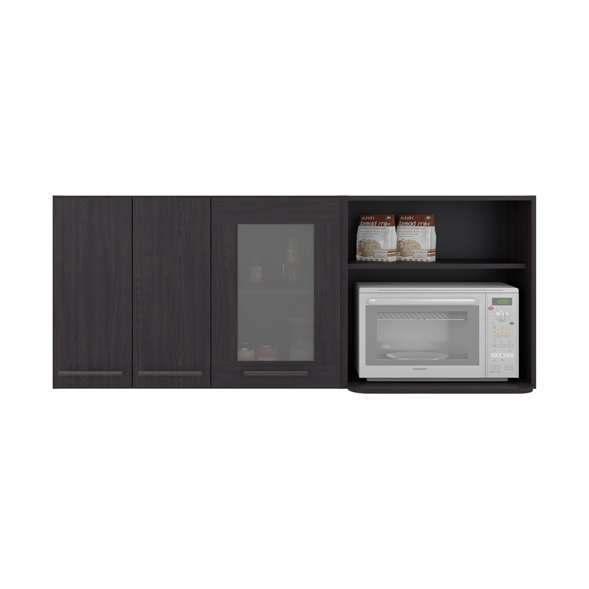Mueble Superior de Cocina Hasselt Wengue 150x60cm con Tres Puertas y con Dos Entrepaños - MUEBLES SUPERIORES DE COCINA | Bylmo