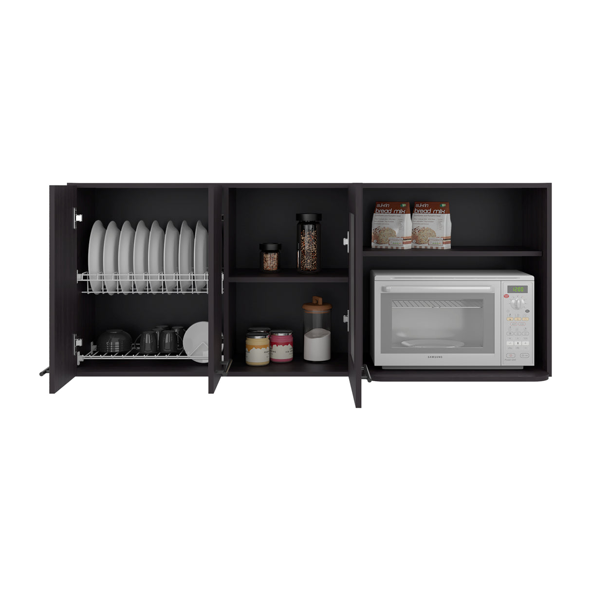 Mueble Superior de Cocina Hasselt Wengue 150x60cm con Tres Puertas y con Dos Entrepaños - MUEBLES SUPERIORES DE COCINA | Bylmo