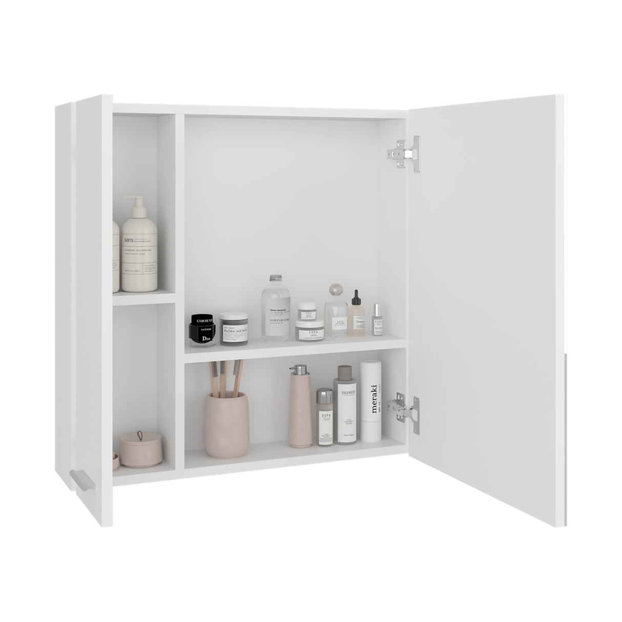 Gabinete de Baño Barcelona Blanco 60x60cm Cuadrado con una Puerta y con Espejo - GABINETES DE BANHO | Bylmo