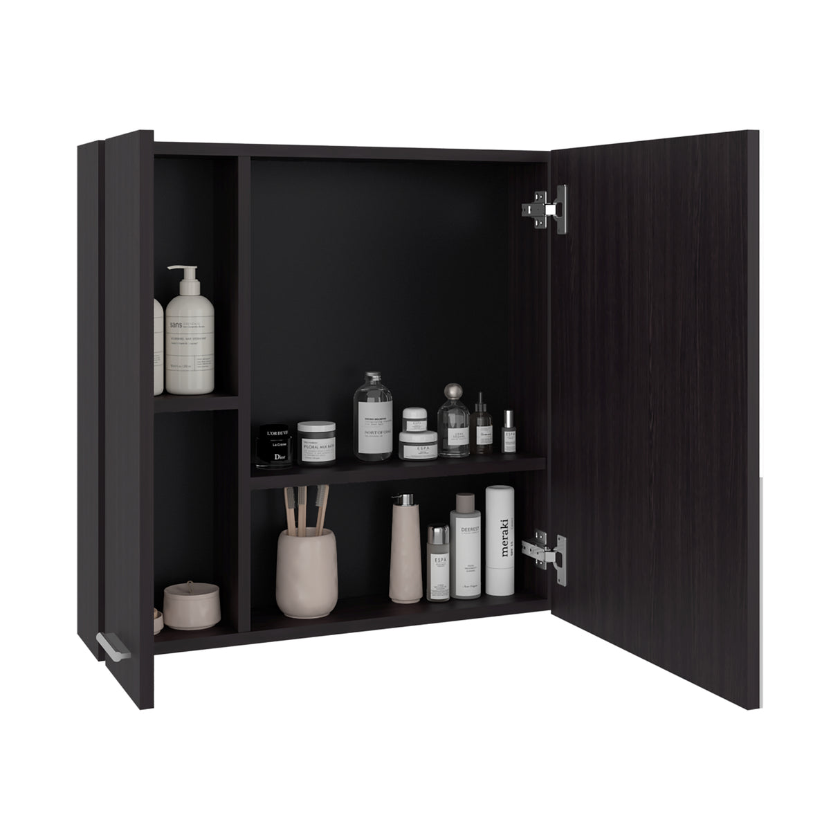 Gabinete de Baño Barcelona Wengue 60x60cm Cuadrado con una Puerta y con Espejo - GABINETES DE BANHO | Bylmo