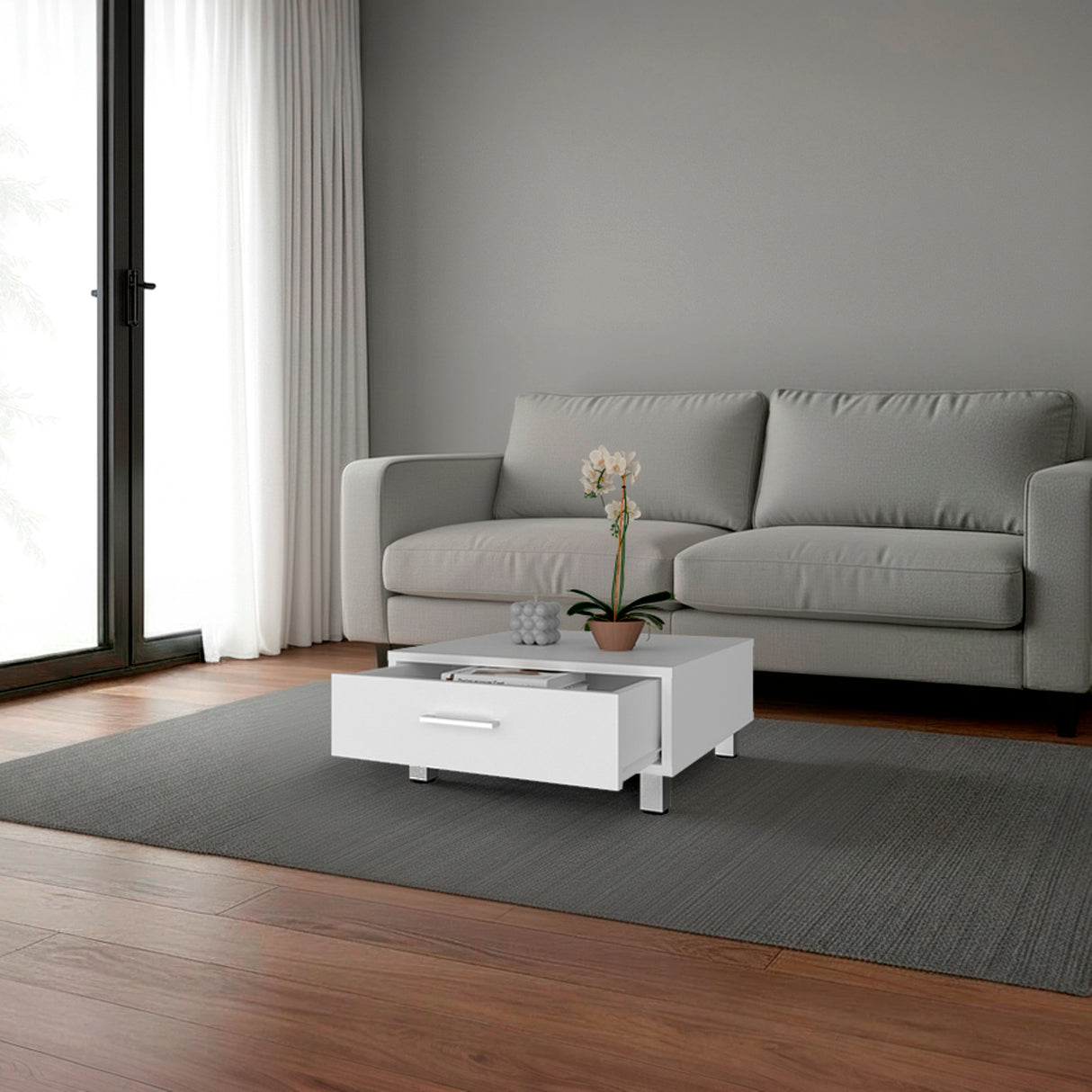 Mesa de Centro Beijing Blanco 60x26.3cm Cuadrada con Patas - MESAS DE CENTRO | Bylmo
