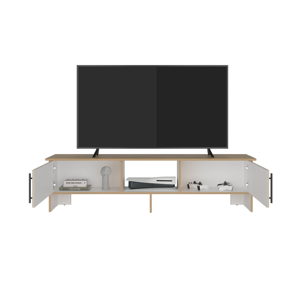 Rack de TV Dago Fresno Europeo y Capri 160x41.8cm para TV Hasta 70" Pulgadas con Un Compartimiento - MUEBLES DE TV | Bylmo
