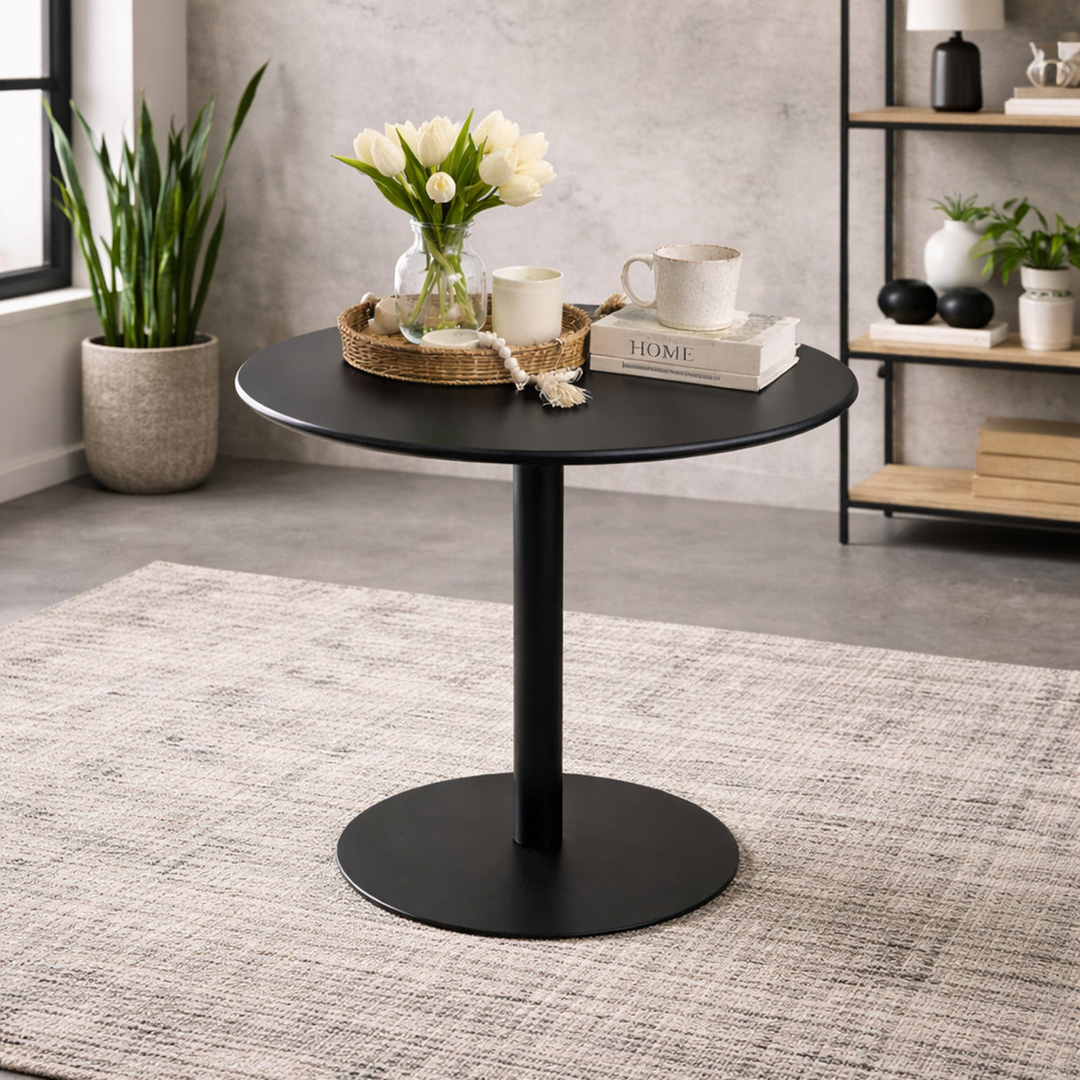 Mesa de Comedor Maiu Negro 60x72cm Circular de Pedestal para Cuatro Puestos sin Sillas - COMEDORES | Bylmo