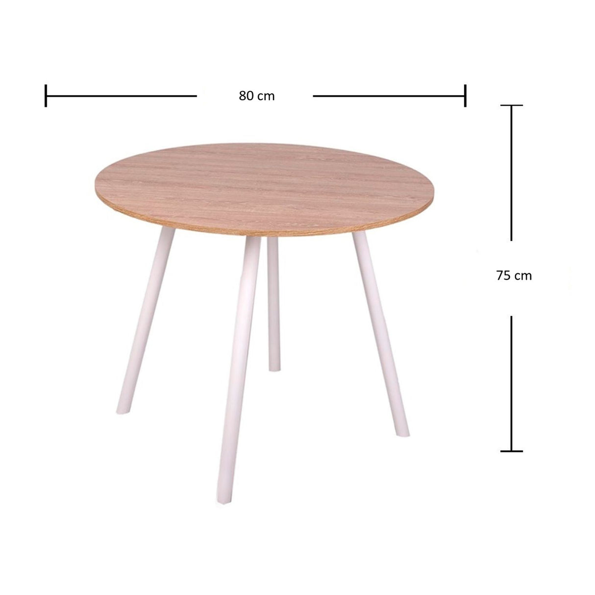 Comedor Guam Madera Clara Natural y Blanco 80x75cm Circular de Cuatro Puestos con Cuatro Sillas - COMEDORES | Bylmo