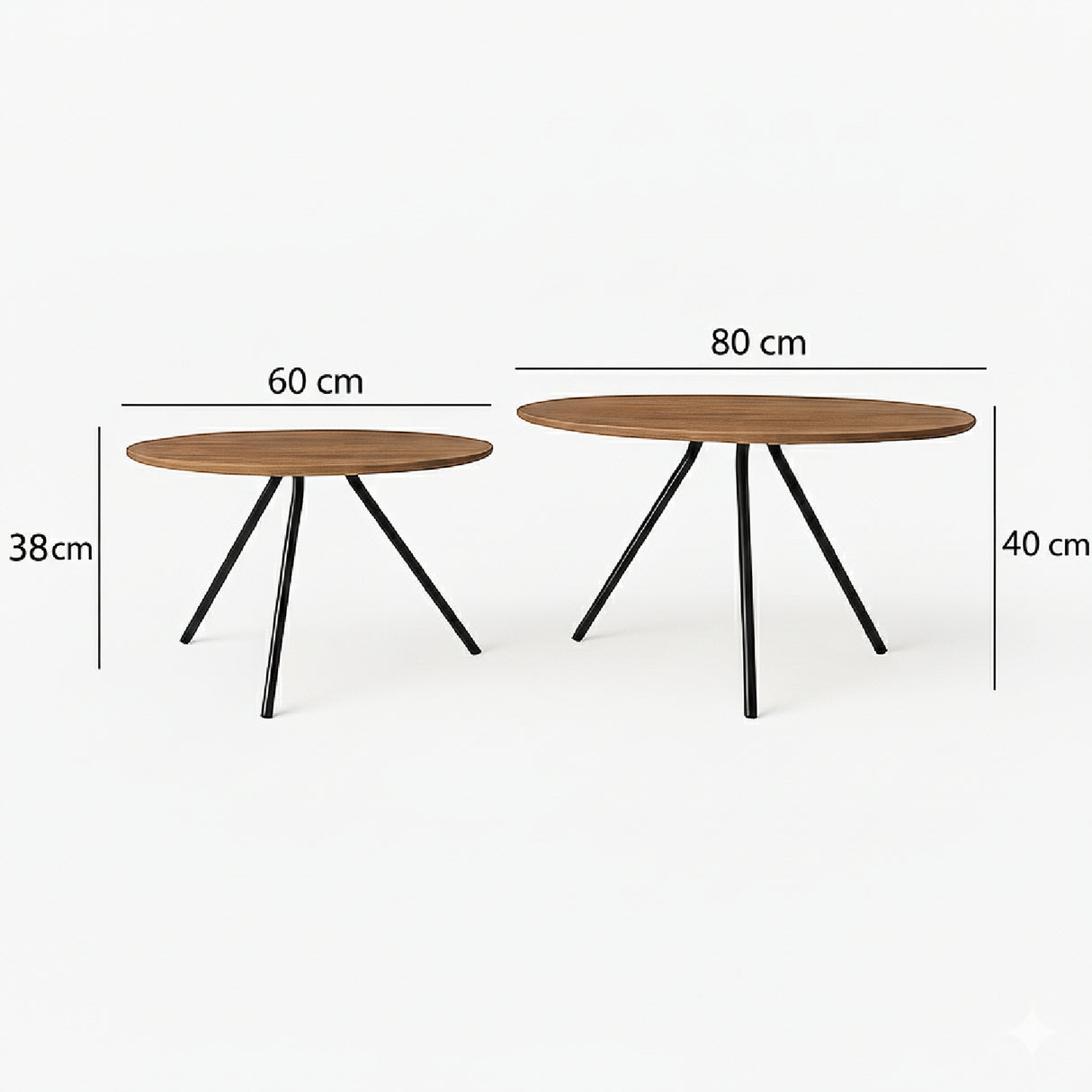 Mesa de Centro Prime Amaretto y Negro 80x41.5cm Circular con Patas