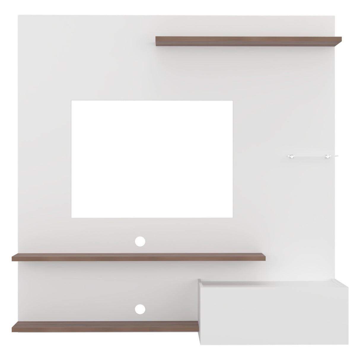 Panel de TV Henry Blanco Marquez y Avellana 180x180cm para TV Hasta 65" Pulgadas con Ranura para Cables