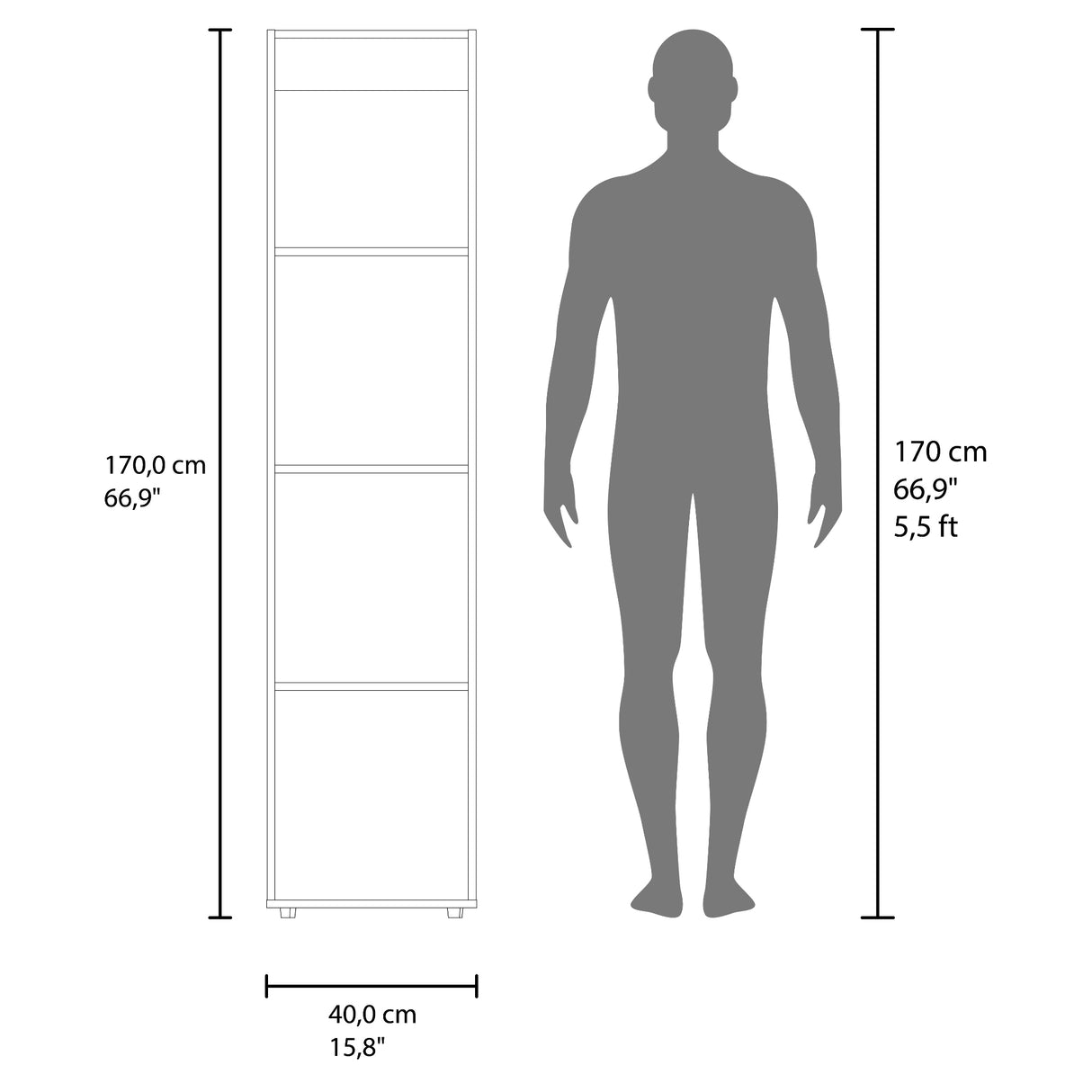 Closet Home Dreams Wengue 40x170cm con Tres Entrepaños con Una Puerta y con Espejo - CLOSETS | Bylmo