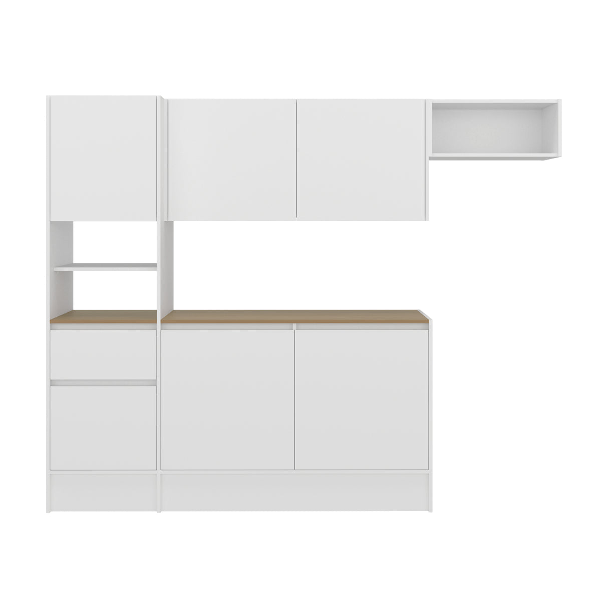 Cocina Dali Blanco y Fresno Europeo 229x182.5cm sin Mesón y sin Pozuelo - COCINAS | Bylmo