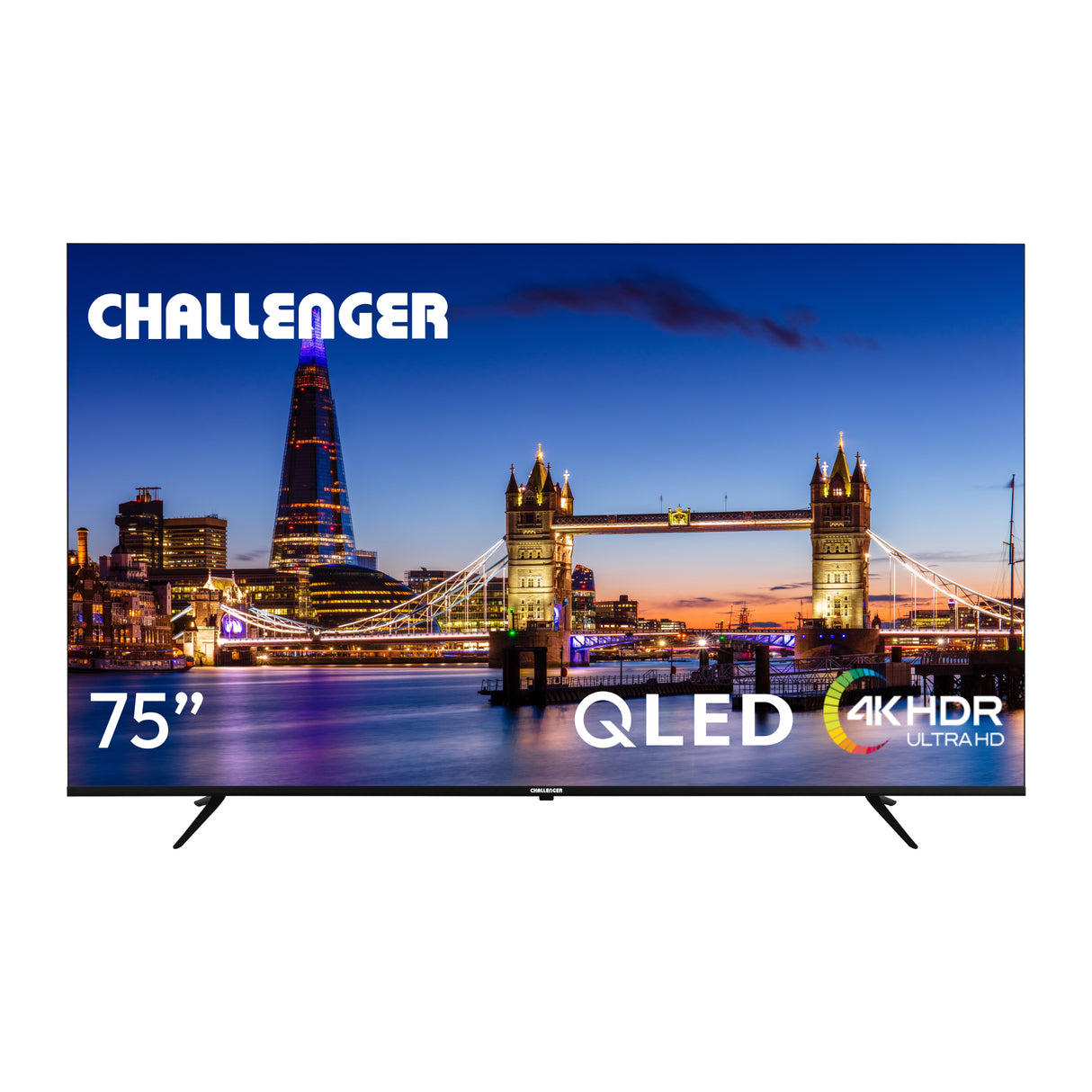 Televisor Challenger Google TV Negro 166.8x97.2cm de 75" Pulgadas Qled 4K 2160P Smart con Bluetooth y Wifi Integrado - TELEVISORES | Bylmo