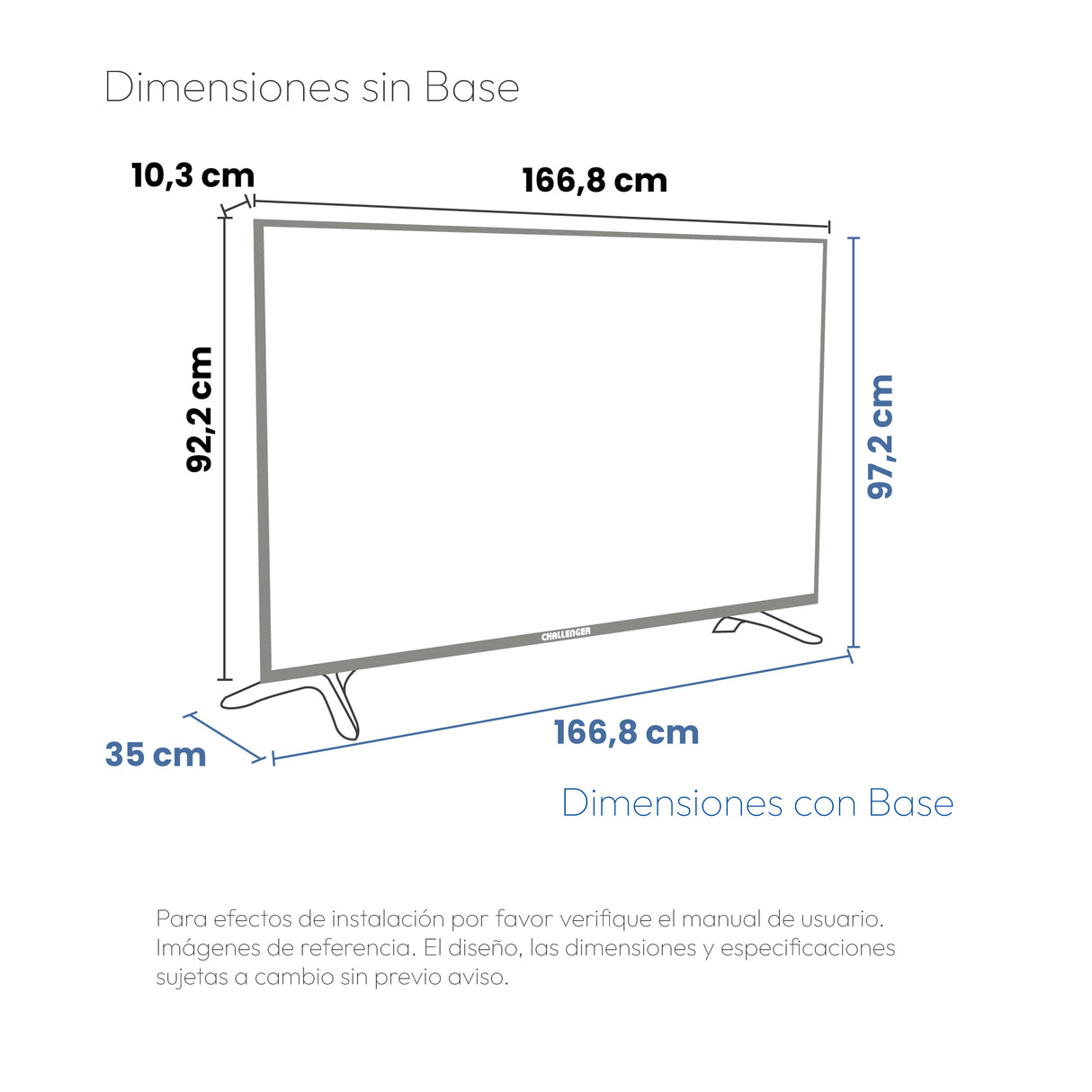 Televisor Challenger Google TV Negro 166.8x97.2cm de 75" Pulgadas Qled 4K 2160P Smart con Bluetooth y Wifi Integrado - TELEVISORES | Bylmo