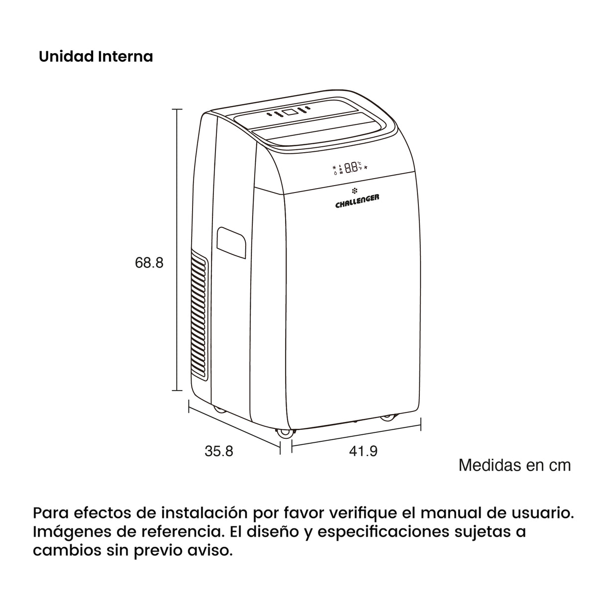 Aire Acondicionado Portátil Challenger Blanco y Negro 41.9x68.8cm 110 Voltios 12000 BTU - AIRES ACONDICIONADOS | Bylmo