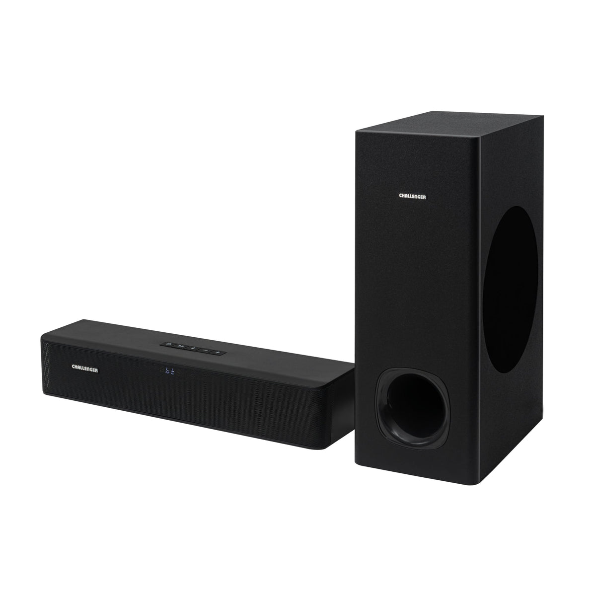 Barra de Sonido con Subwoofer Challenger Negro 55x43.9cm con Bluetooth y Control Remoto