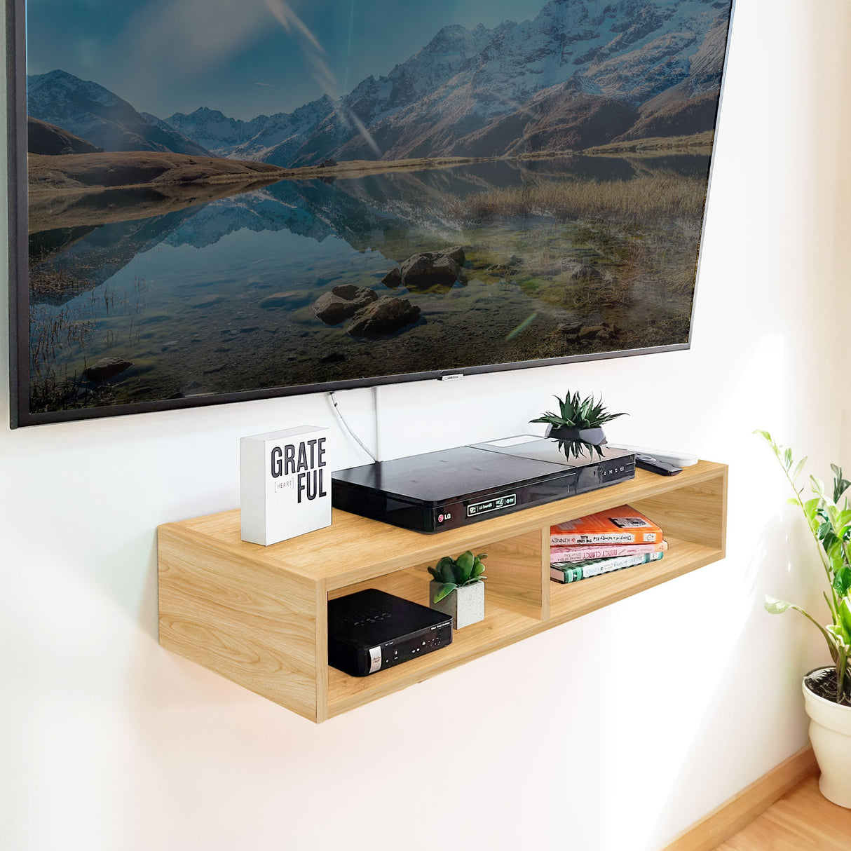 Repisa Rectangular Smart Pro Madera Natural 80x15cm con Un Entrepaño - REPISAS | Bylmo