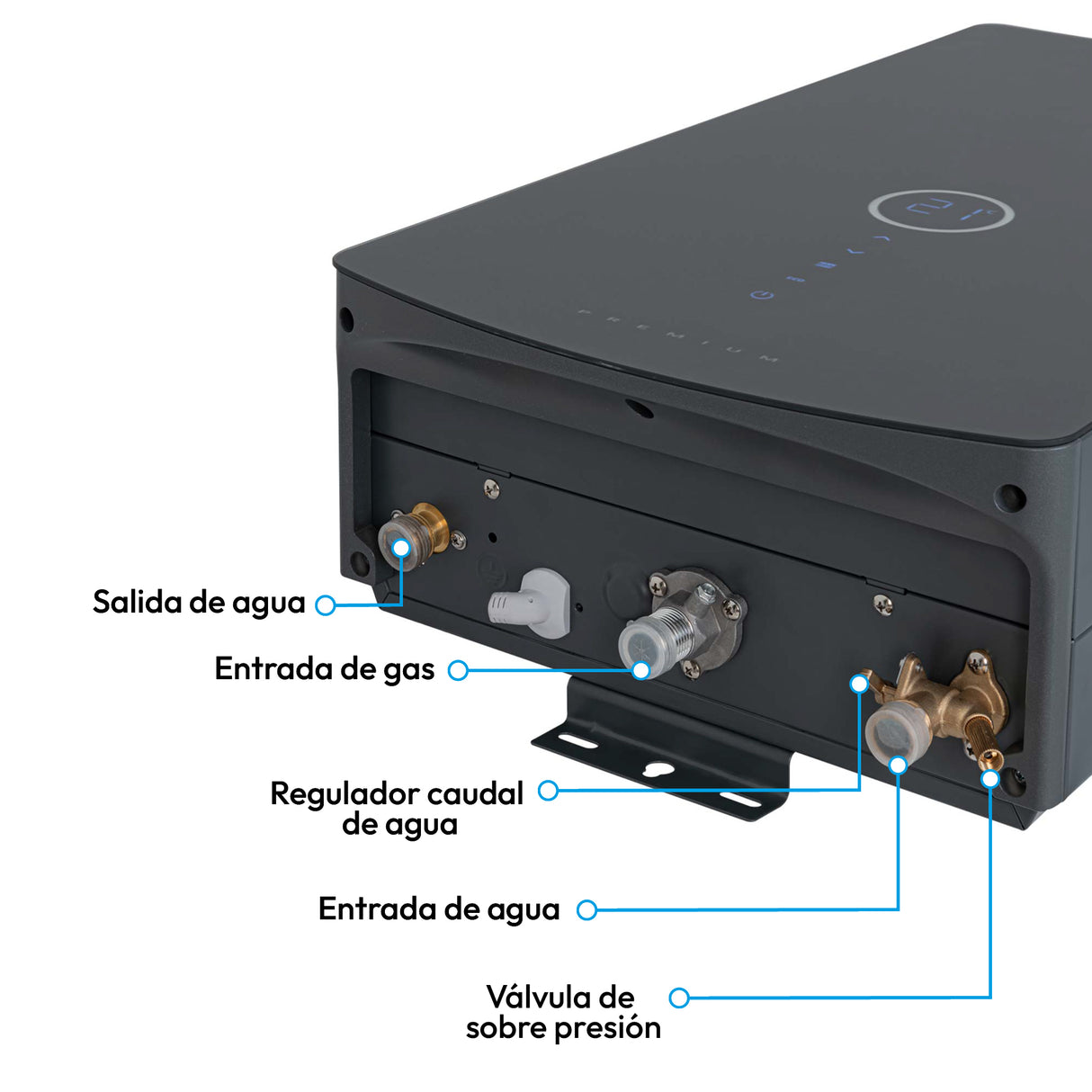 Calentador de Agua Challenger Negro 35x65cm 16 Litros de Tiro Forzado para Gas Natural - CALENTADORES DE AGUA | Bylmo
