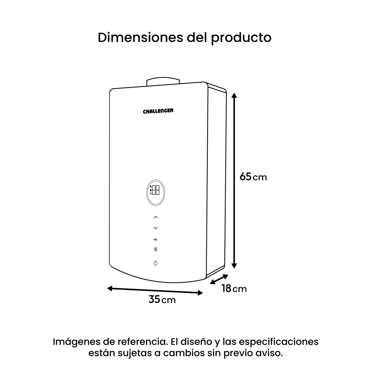 Calentador de Agua Challenger Negro 35x65cm 16 Litros de Tiro Forzado para Gas Natural - CALENTADORES DE AGUA | Bylmo
