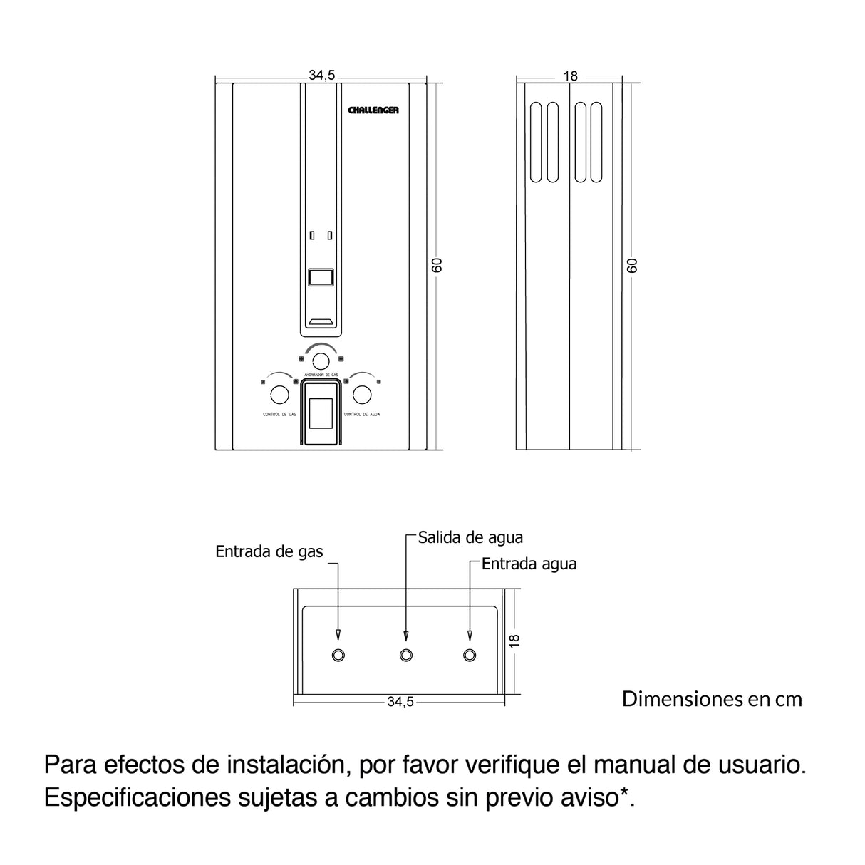 Calentador de Agua Challenger Negro 34.5x60cm 10 Litros de Tiro Forzado para Gas Natural - CALENTADORES DE AGUA | Bylmo