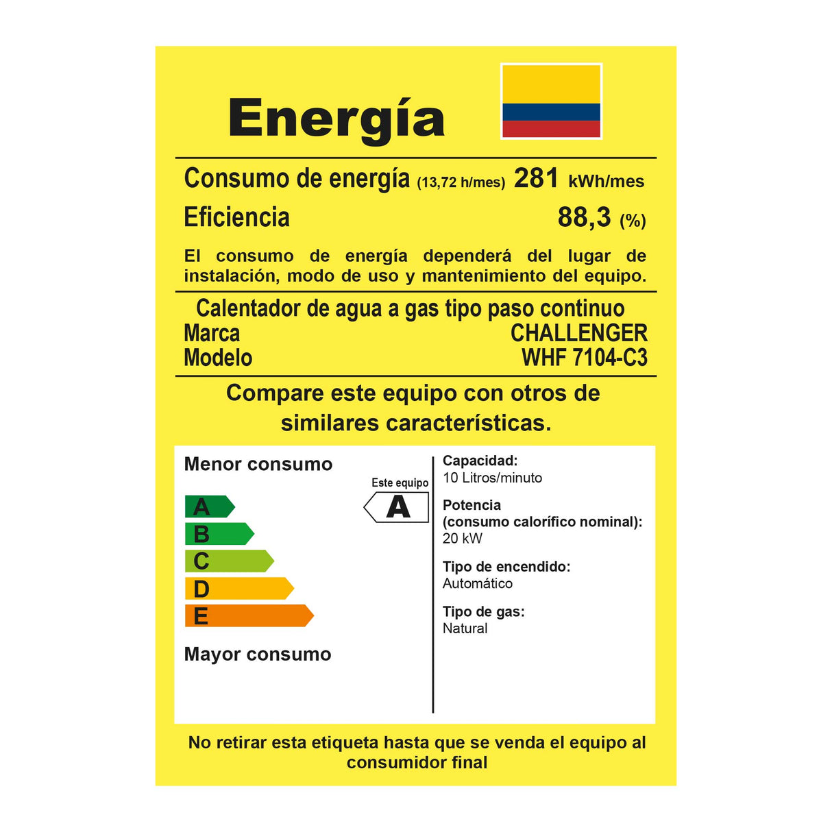 Calentador de Agua Challenger Negro 34.5x60cm 10 Litros de Tiro Forzado para Gas Natural - CALENTADORES DE AGUA | Bylmo