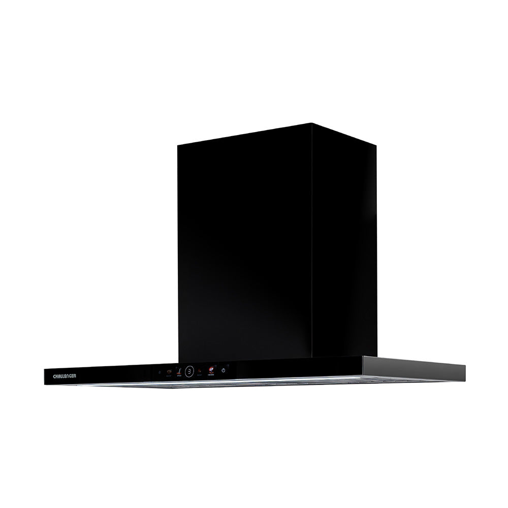 Campana Península Challenger Aura Negro 90x111cm de Tres Velocidades con Pantalla Digital - CAMPANAS Y EXTRACTORES | Bylmo