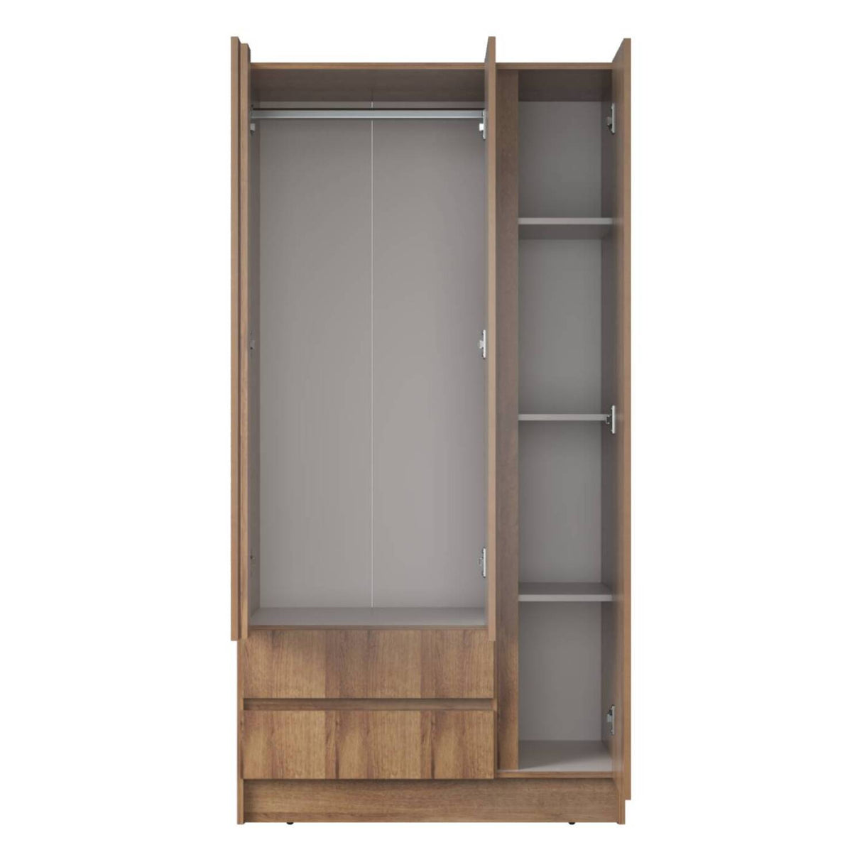 Closet Armario AM20223 Amareto y Blanco 91x180cm con Dos Puertas y Dos Cajones - CLOSETS | Bylmo