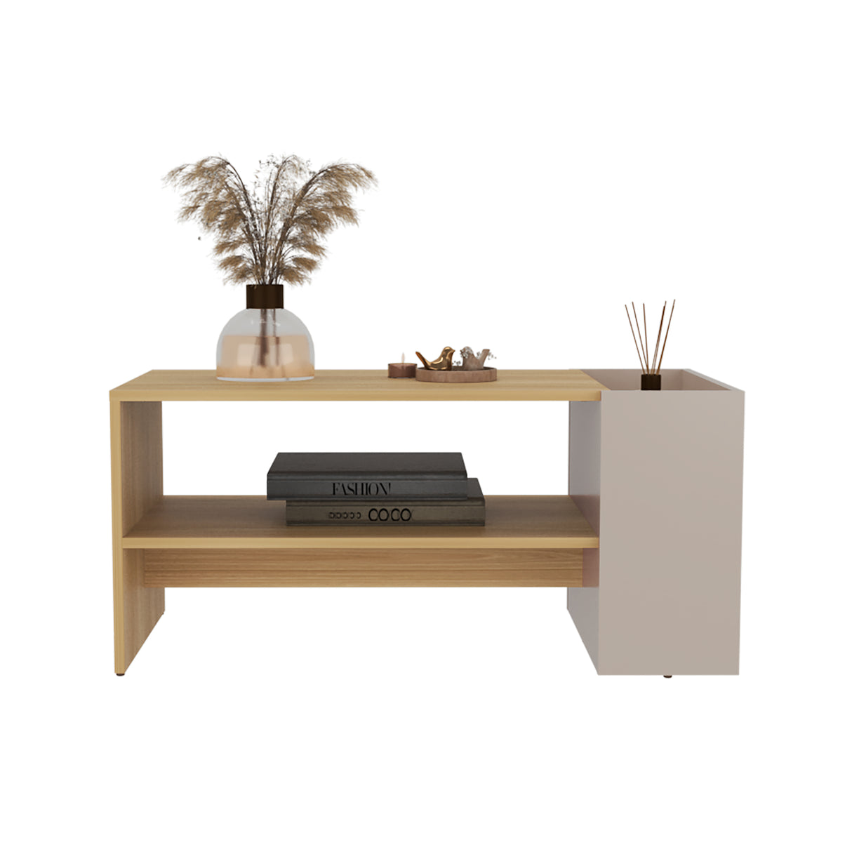 Mesa de Centro Adel Capri y Fresno 91x42cm Rectangular con Compartimiento - MESAS DE CENTRO | Bylmo