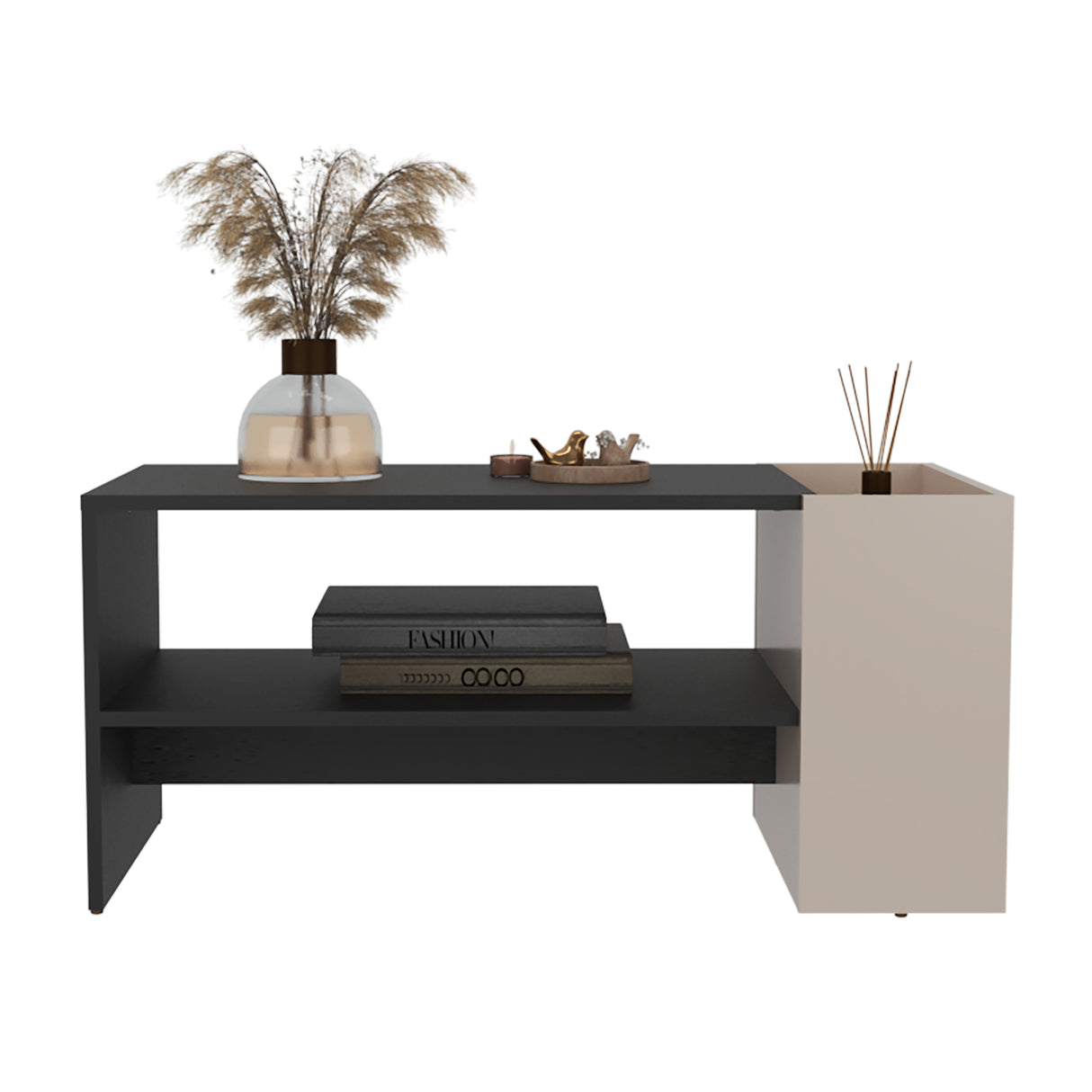 Mesa de Centro Adel Capri y Wengue 91x42cm Rectangular con Compartimiento - MESAS DE CENTRO | Bylmo